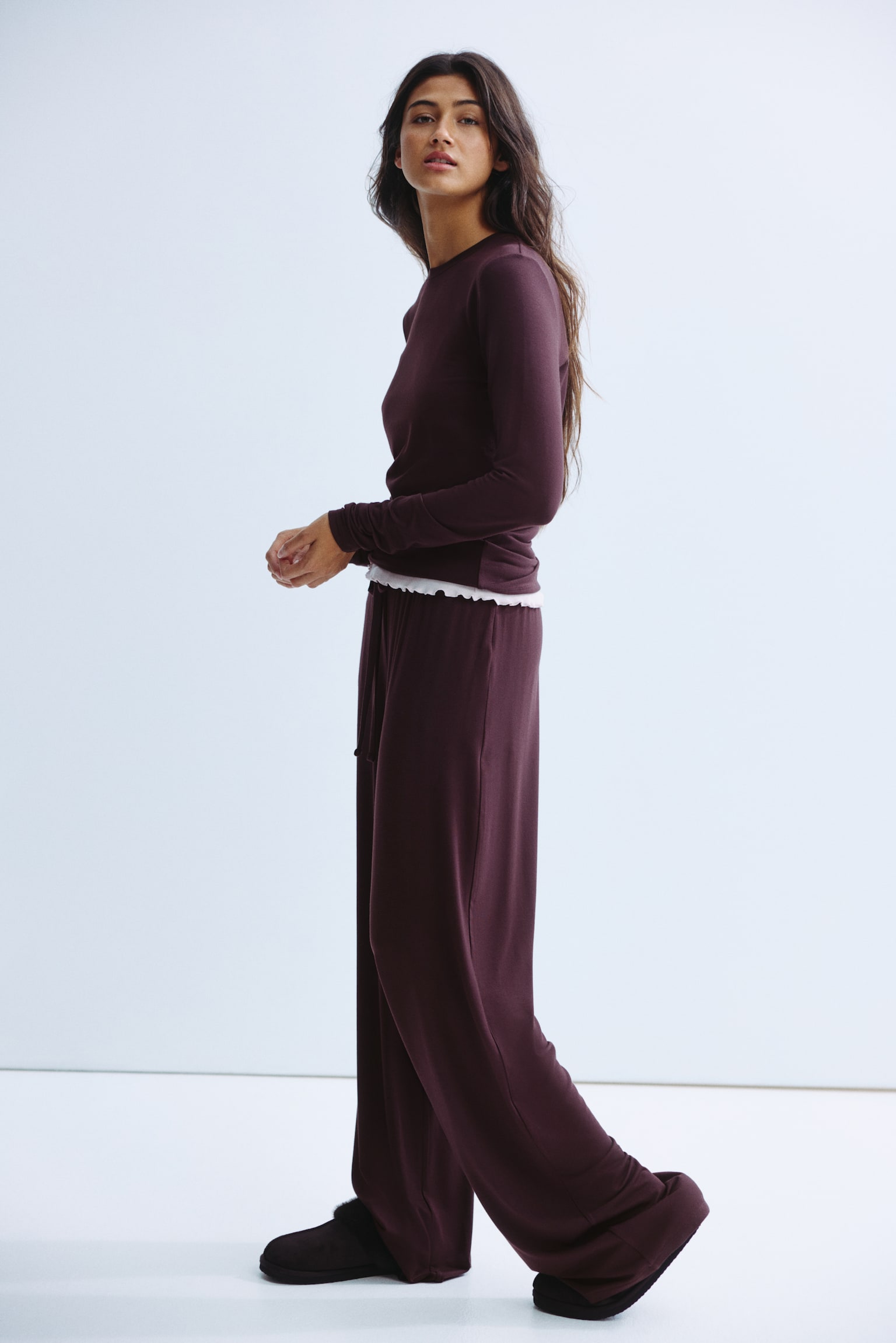 Modalové pyžamo - Tmavohnedá/Tlmená svetloružová - 3