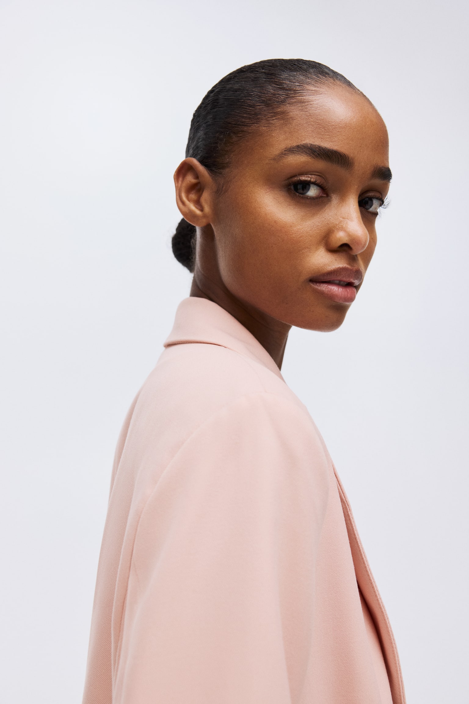 Jednořadové sako - Růžová/Černá/Béžová/úzký proužek - 5