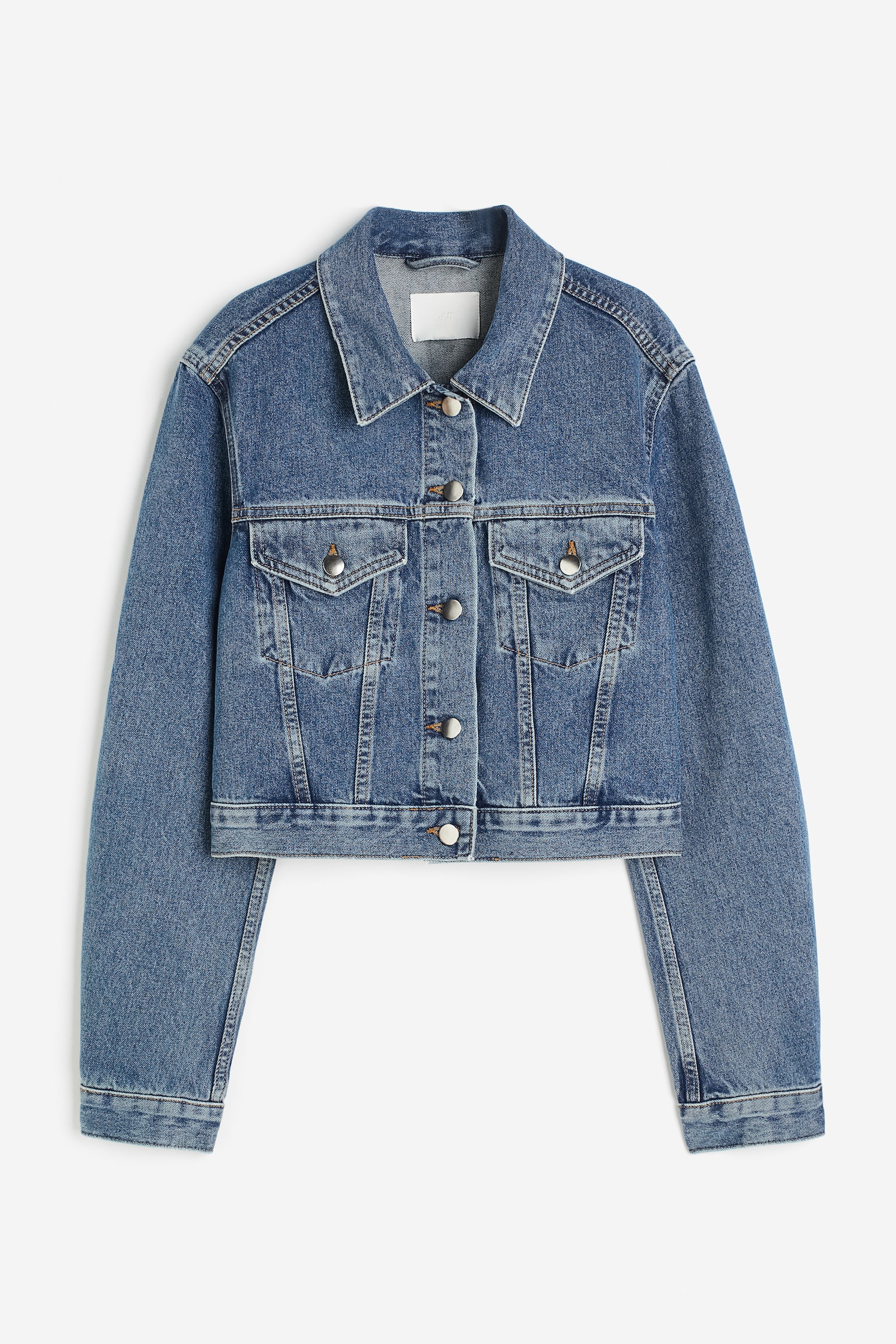 Cropped denim jacket - Denim blue - 1