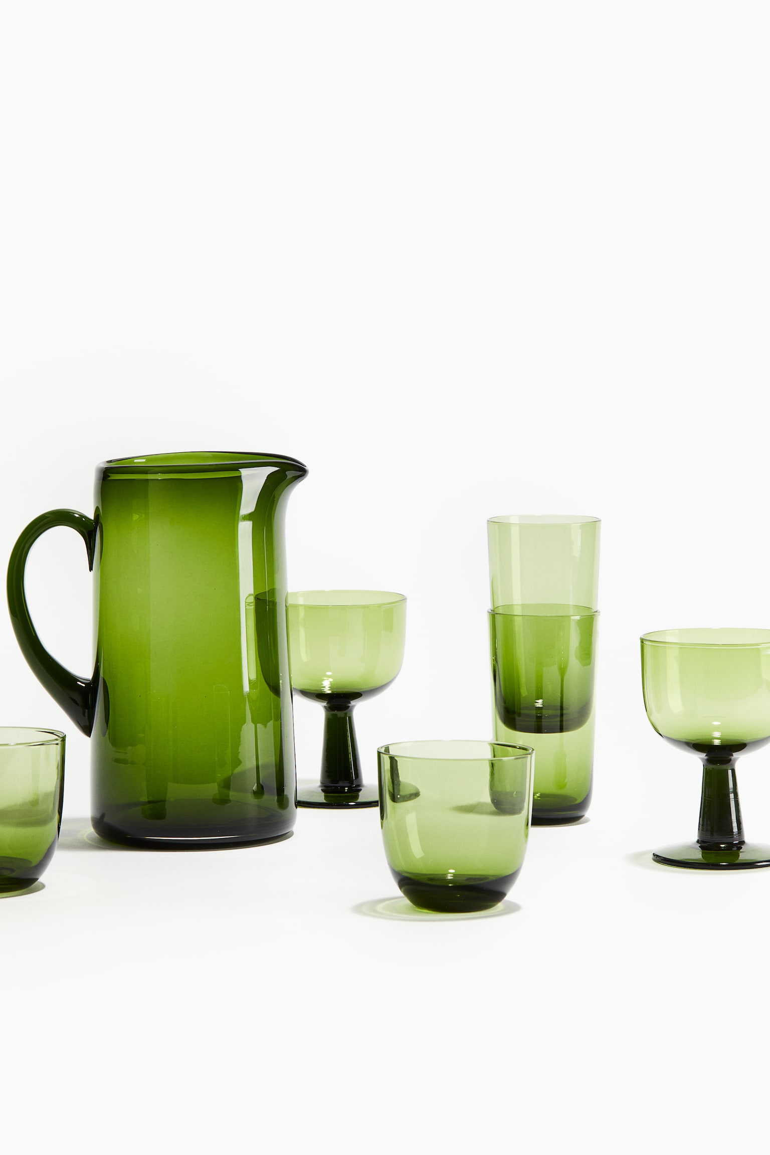 2-pack tall glass tumblers - Olive green/Clear glass - 3