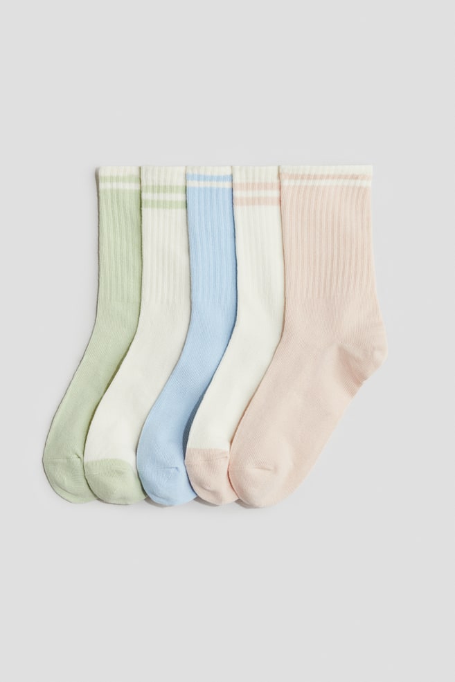 5-pack socks - Light pink/Light blue/Purple/White - 1