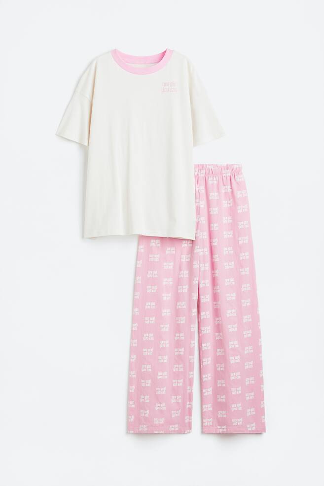 Printed pyjamas - Natural white/Patterned/Light pink/Checked - 1