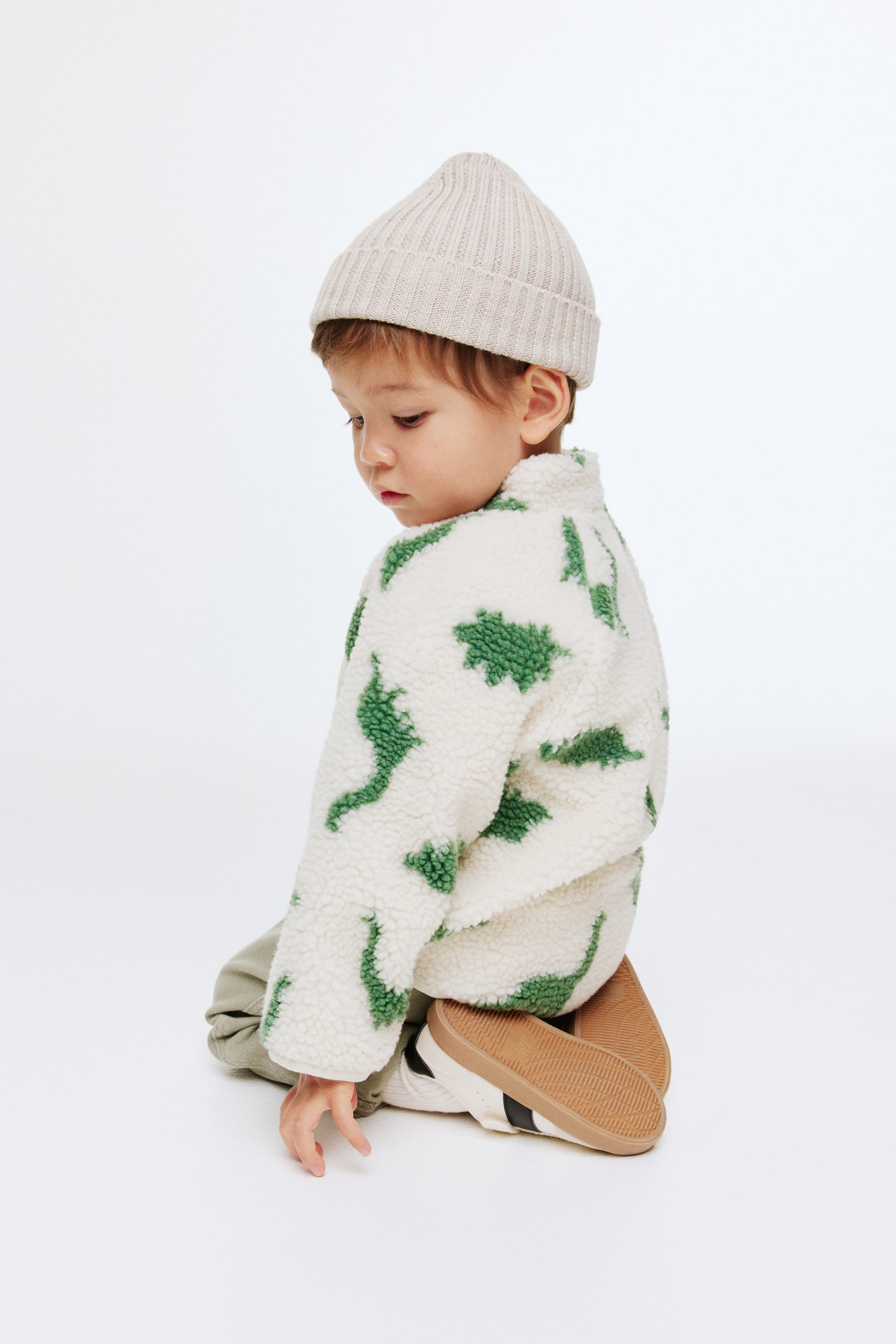 View larger image: Printed teddy jacket - Light beige/Dinosaurs - Kids | H&M GB 5