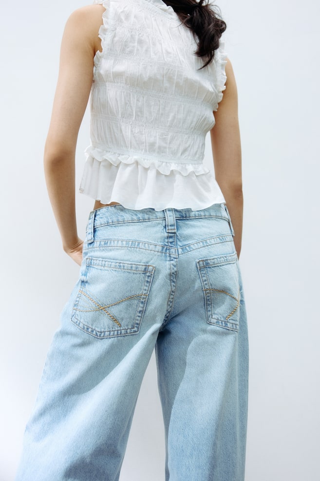 Baggy Wide Low Waist Jeans-Světlý denim blue - 4