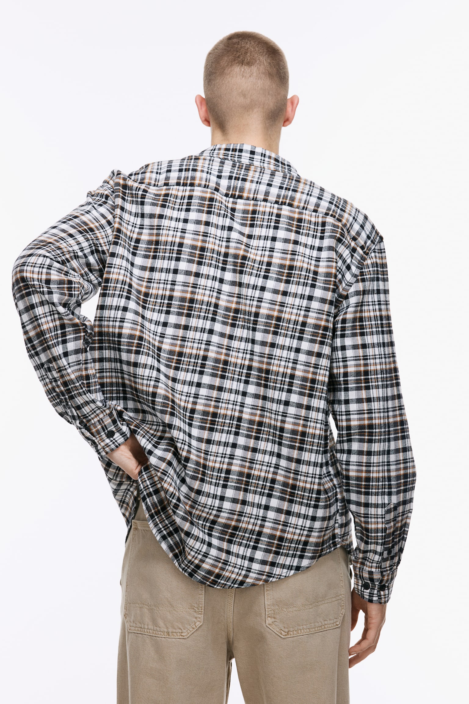 Loose Fit Flannel Shirt - Black/Brown check/Blue/Check - 6