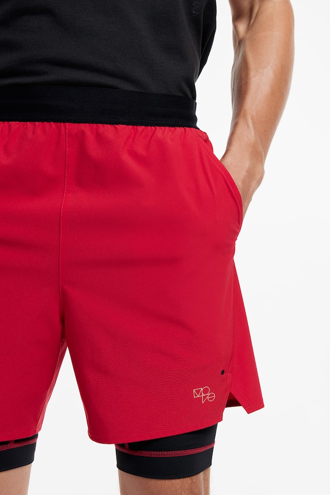 DryMove™ Double-layered sports shorts - Red/Black/Grey/Black - 7