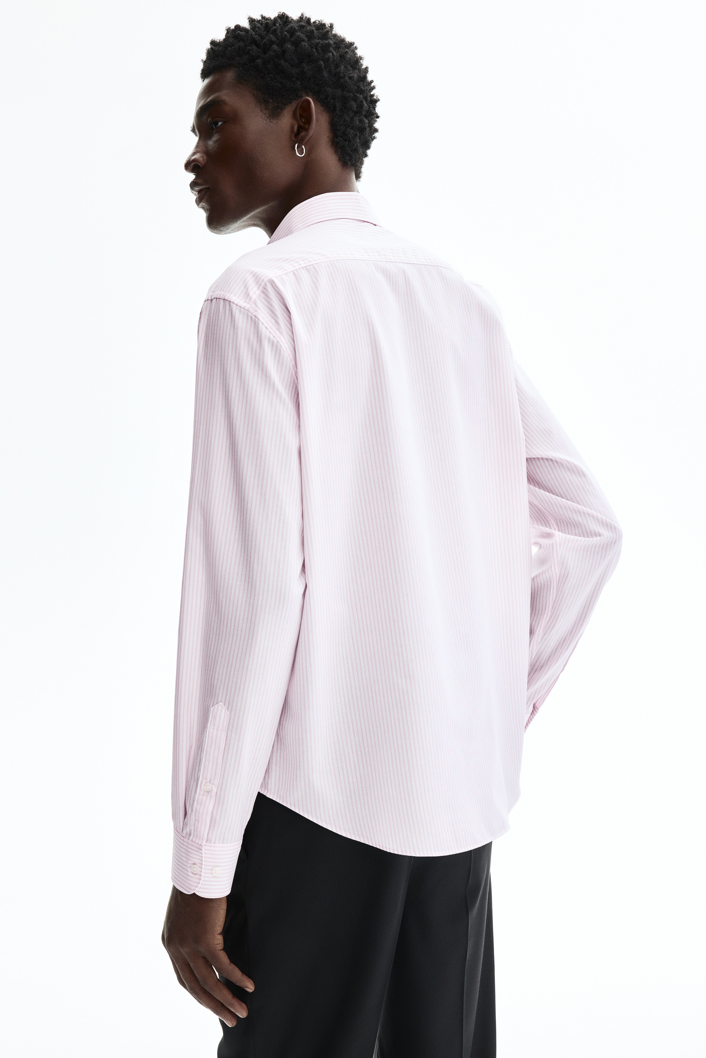h&m pink dress shirt H&M L.O.G.G MENS PINK STRIPED DRESS SHIRT MEDIUM
