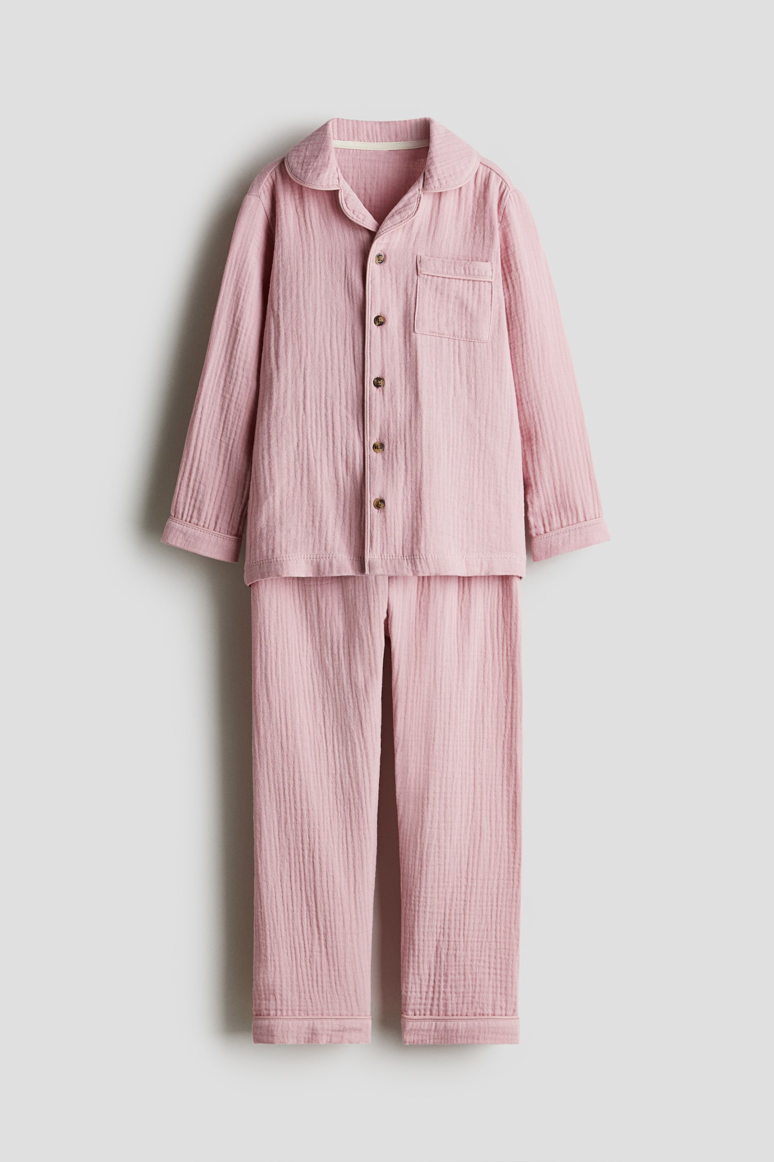 Cotton muslin pyjamas - Dusty pink/Mint green - 1