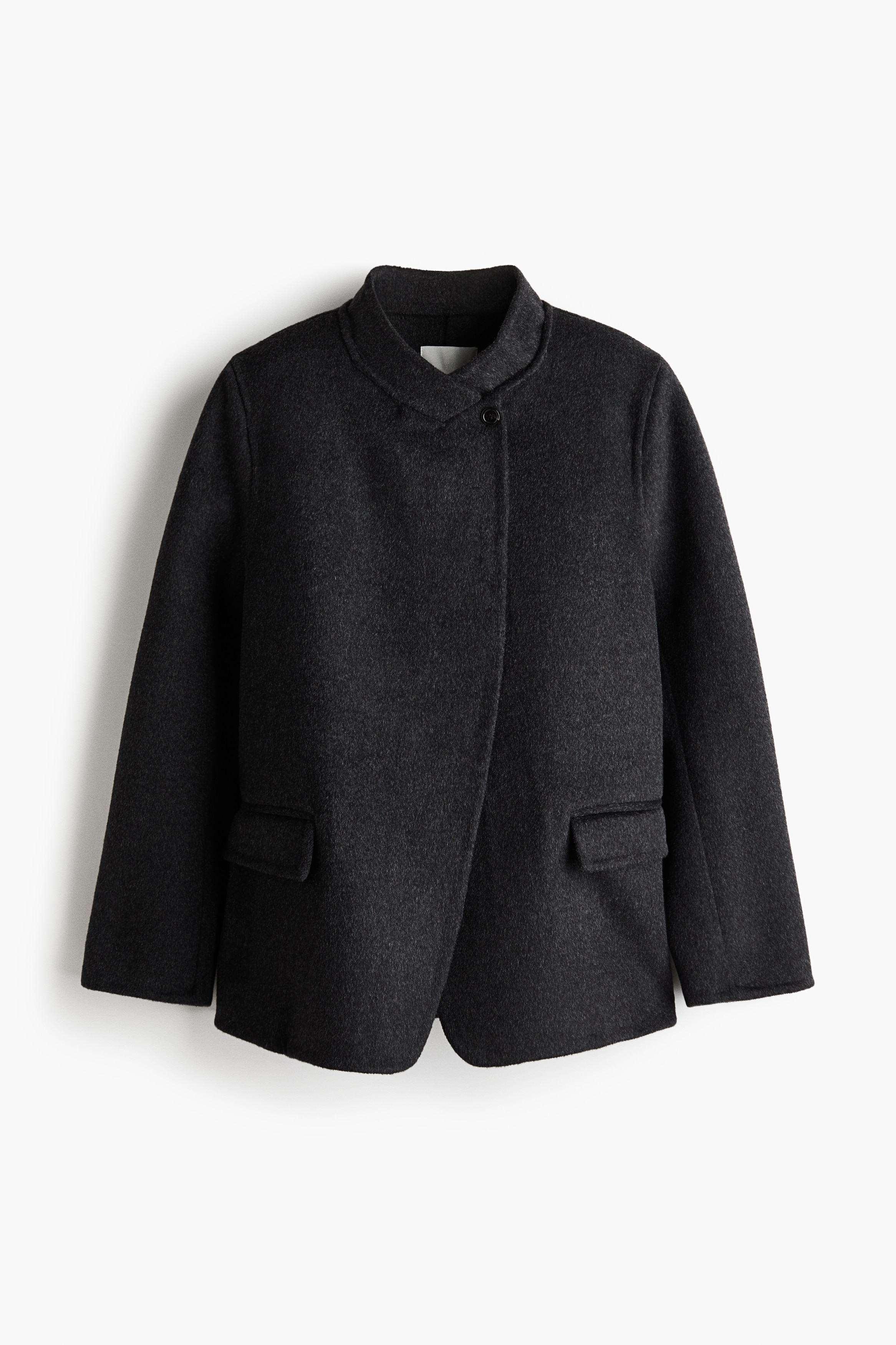 Blazer in misto lana realizzato a mano - Grigio scuro/Blu navy