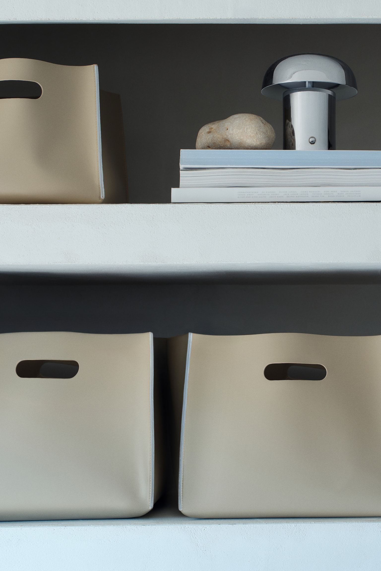 סל אחסון גדול - בז'/חום כהה - 4