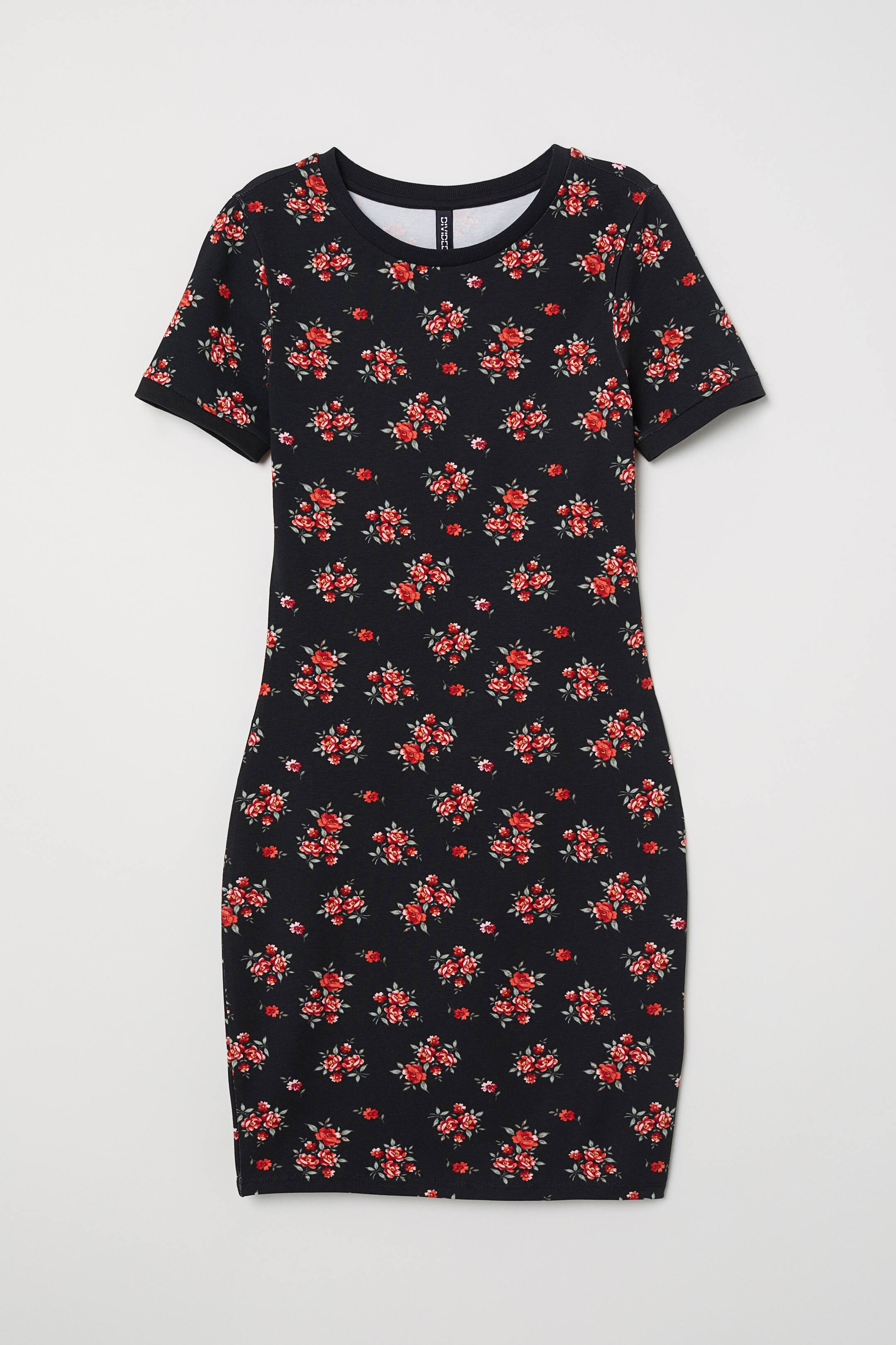 View larger image: Patterned jersey dress - Black/Floral - Ladies | H&M 1