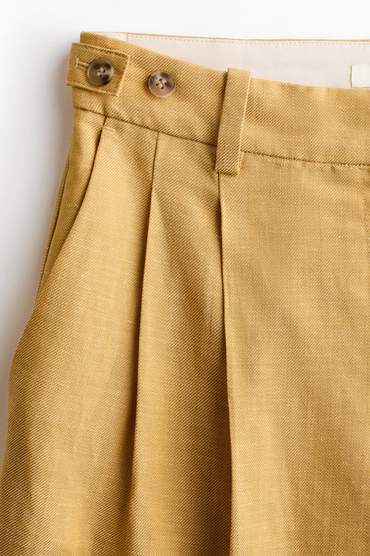 Linen-blend tailored trousers - Mustard yellow - 2