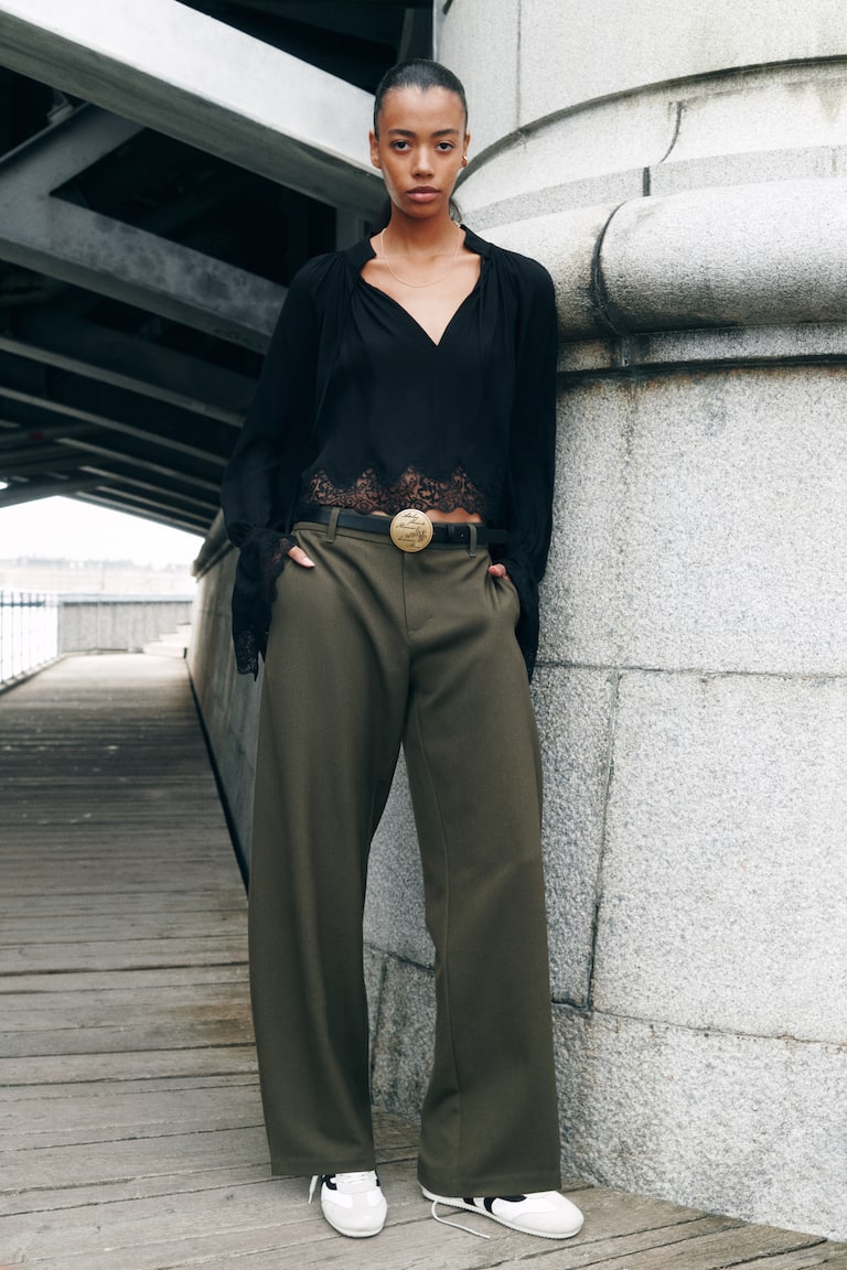 green dress pants women Women's Dark khaki Dressy Barrel-Leg Top MacDuggal