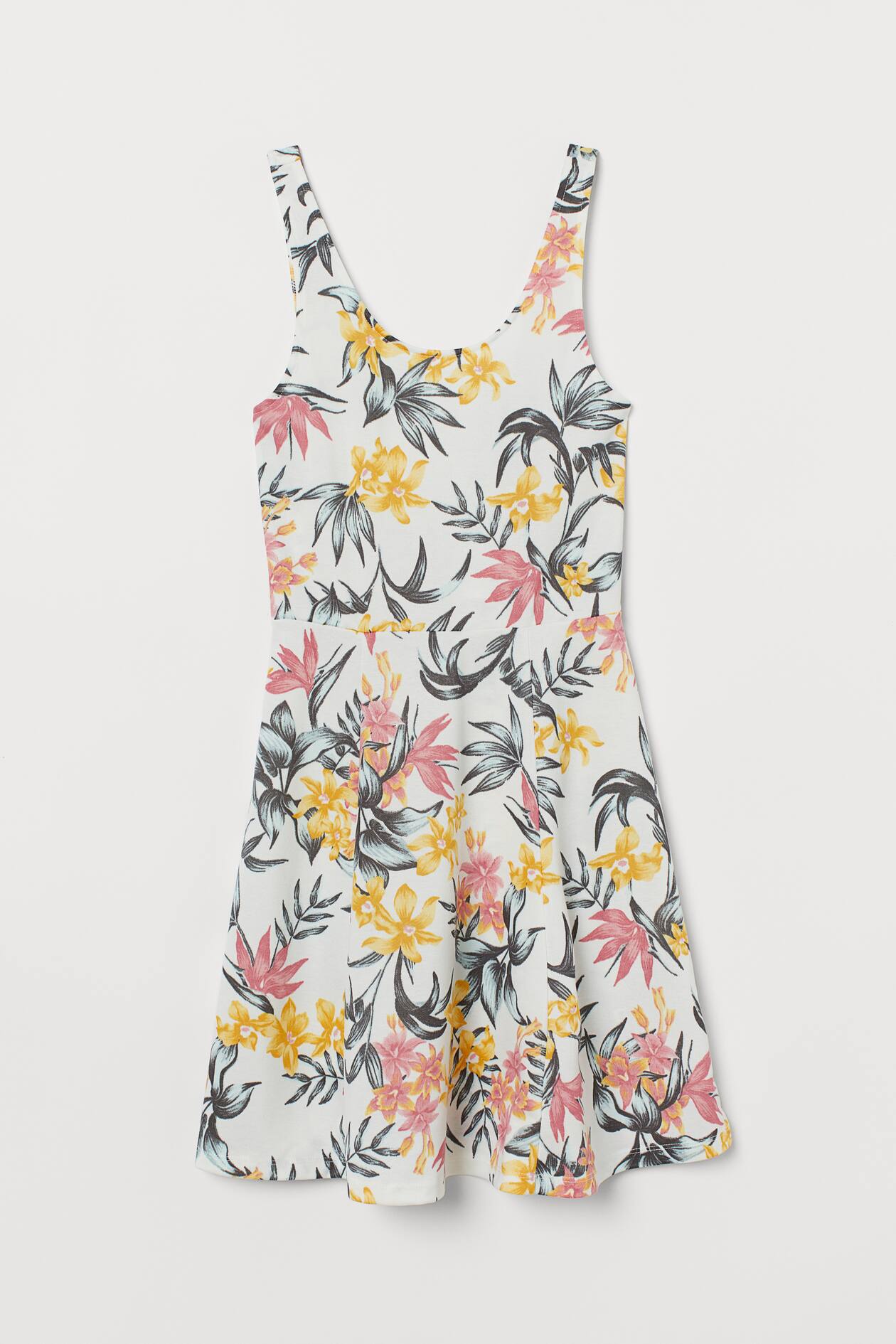 Sleeveless Jersey Dress - Sleeveless - Short - White/floral - Ladies ...