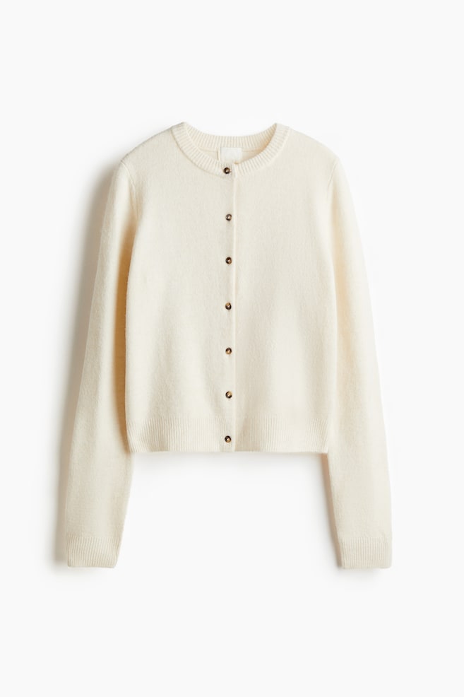 Knitted cardigan - Cream/Grey marl/Cream/Striped/Dark beige marl/Black/Striped - 1