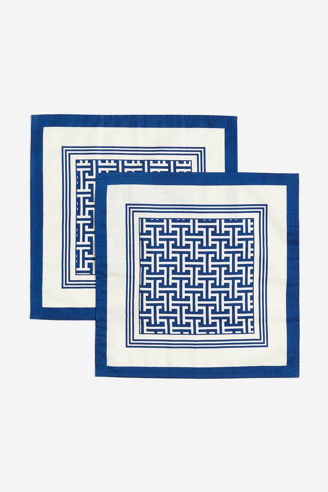 2-pack cotton sateen napkins - Dark blue/Patterned/Greige/Patterned/Green/Patterned - 1