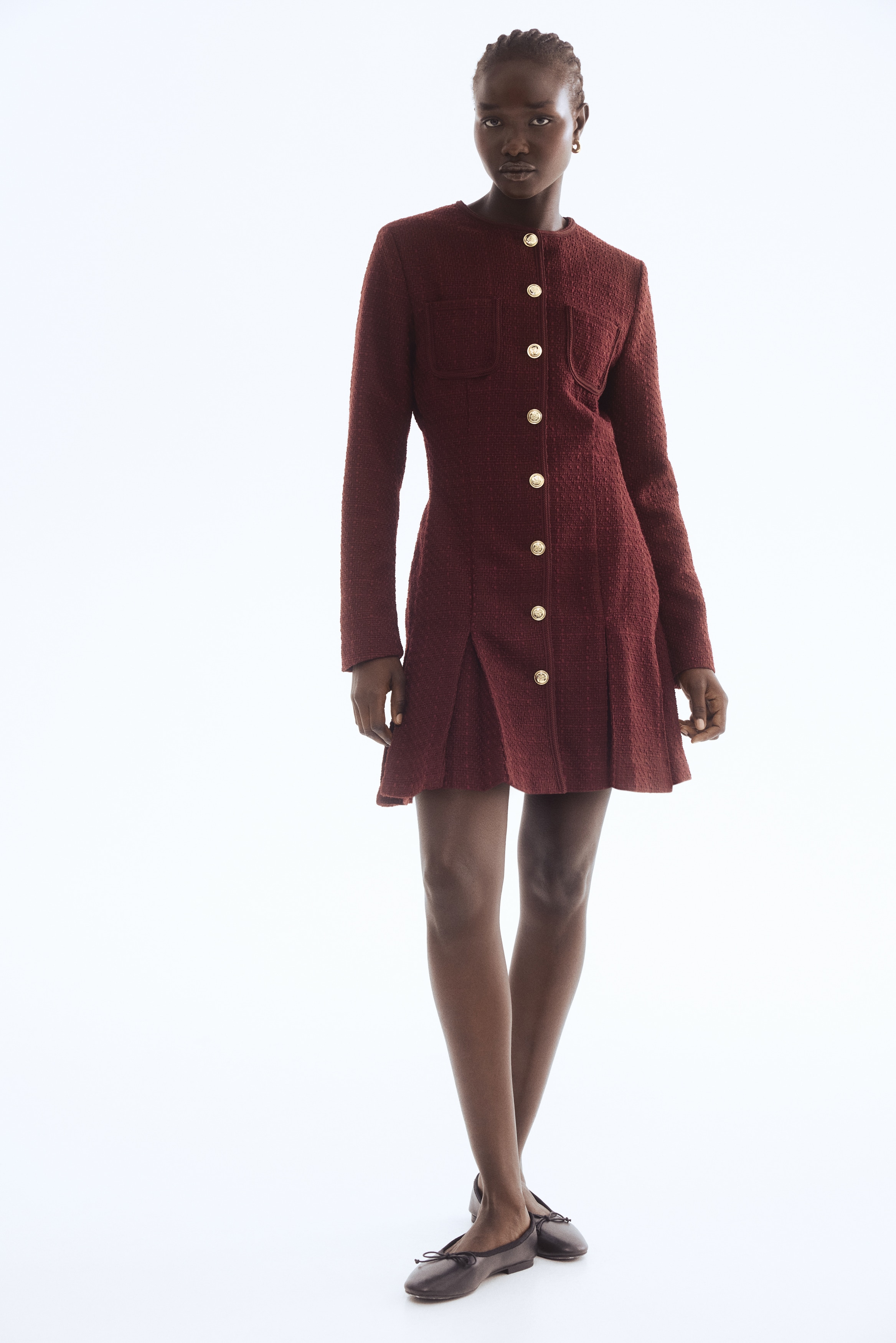 Gu_BuN Prążkowany top z golfem - Burgundowy - ONA | H&M PL
