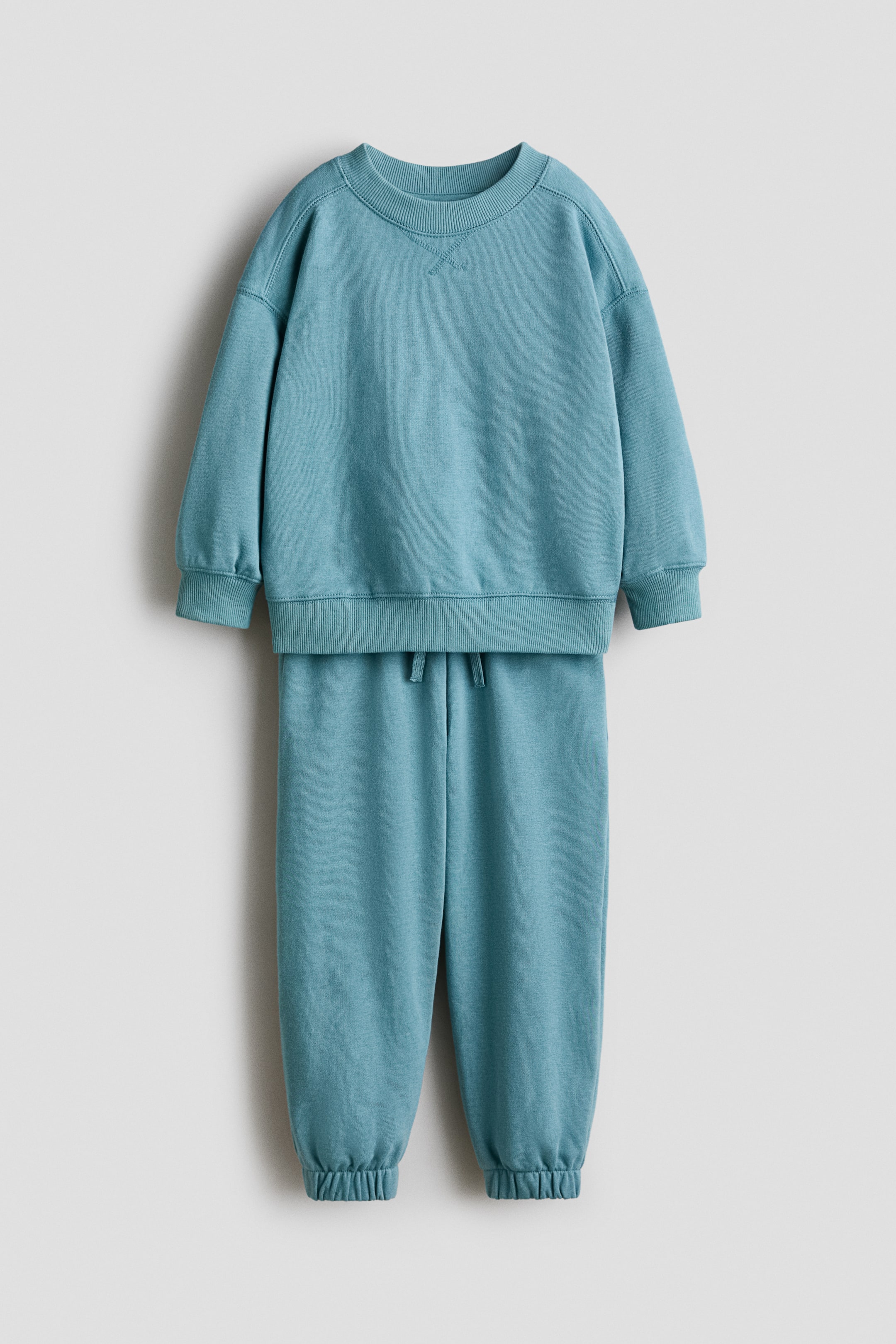View larger image: 2-Piece Sweatshirt and Joggers Set - Turquoise - Kids | H&M US 1