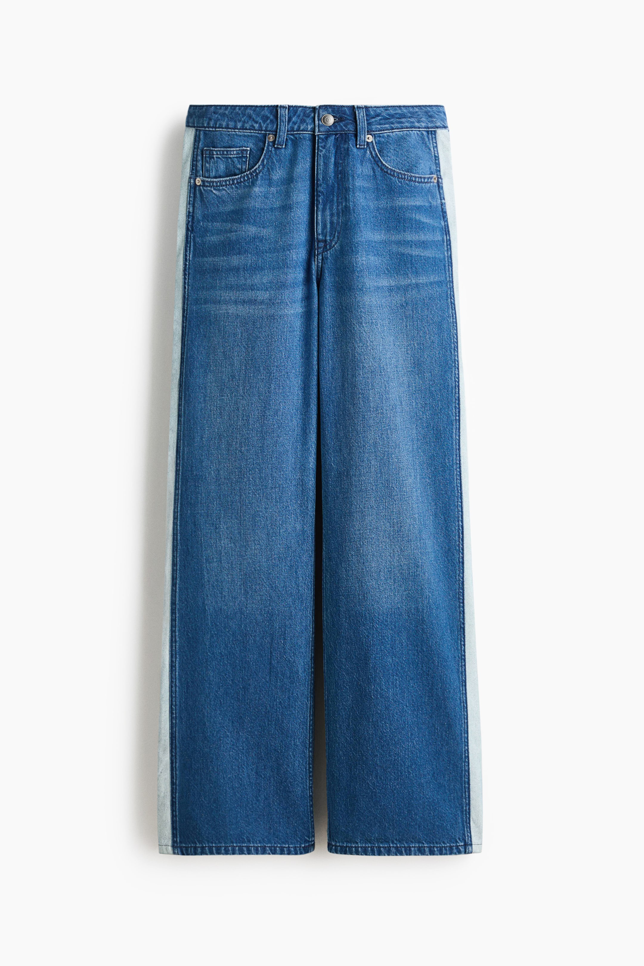 Wide Regular Jeans with Side Stripes