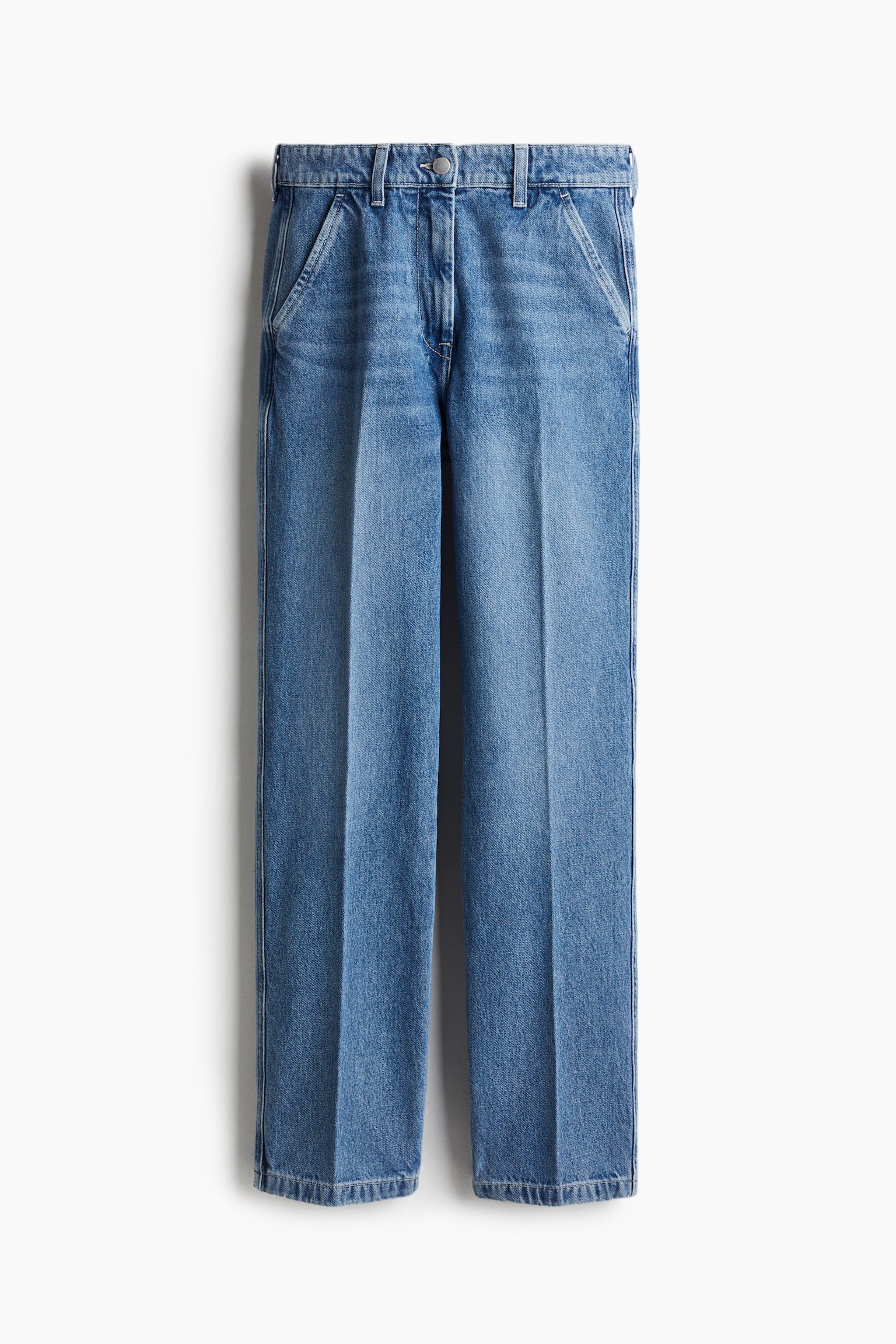 Женские джинсы H&M Straight High, цвет: Светлый джинсовый синий — фото 1