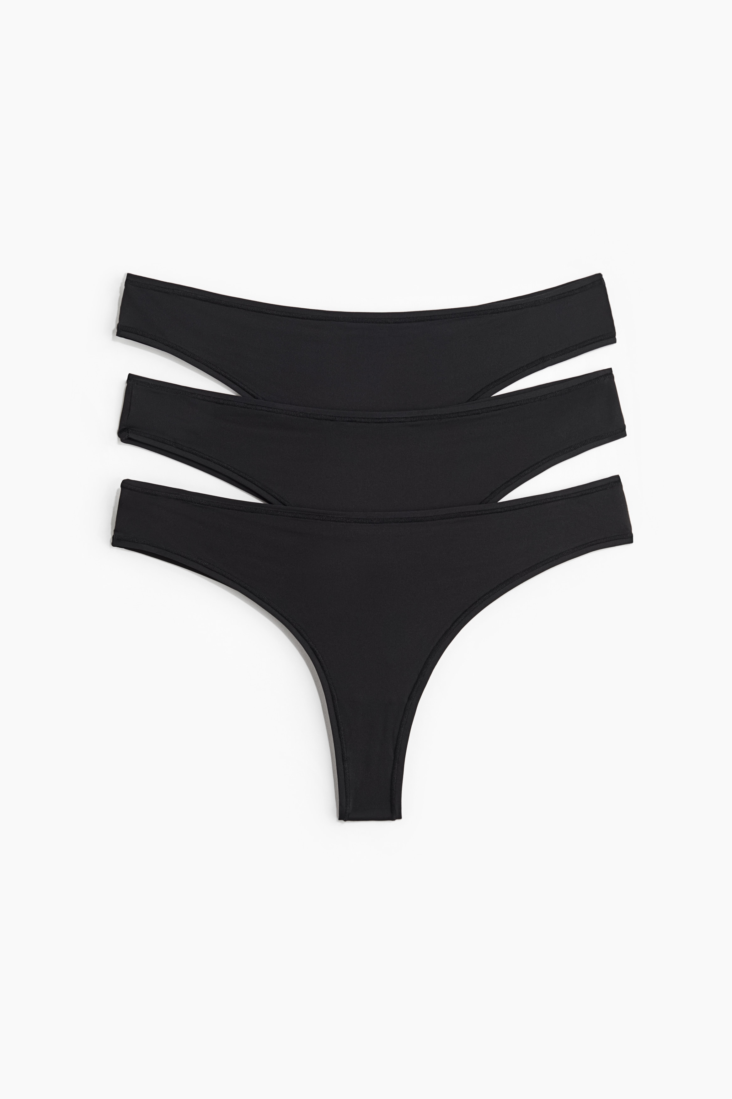 3-pack Microfibre Brazilian Briefs - Black/Dark grey/Cream/Black