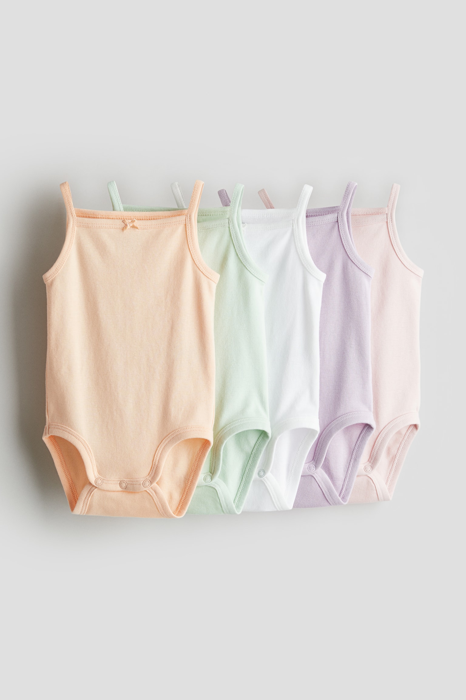 5-pack Cotton Bodysuits - Light purple/Light green/Light pink/Light grey marle/Light beige/Light grey marle/Dark blue/Light blue/White/Light green/Dusty blue/Black/Grey/White/Dark blue/White - 1