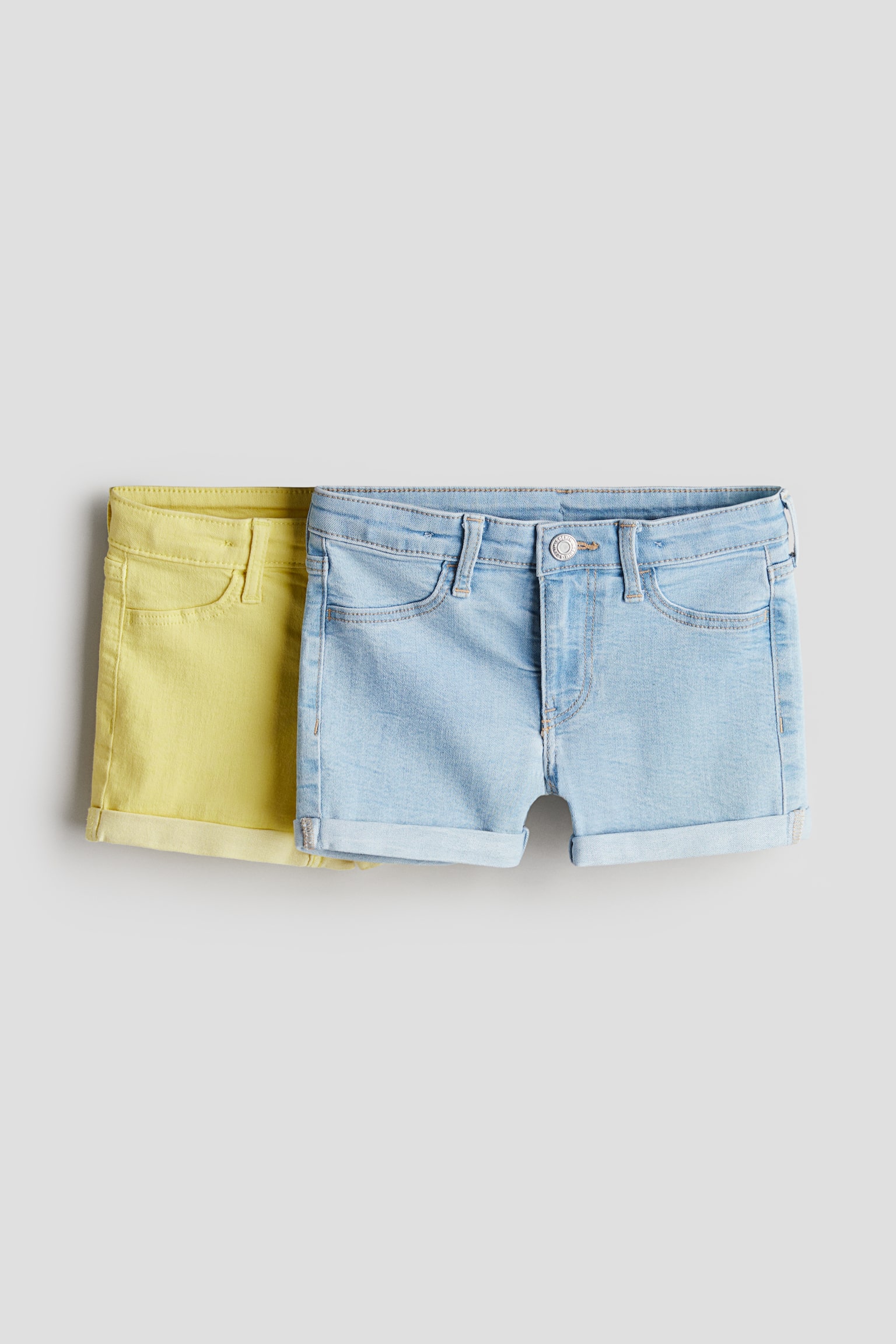 2-pack denim shorts - Light denim blue/Yellow - 1