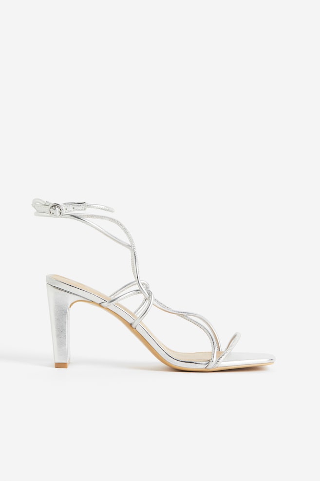 Heeled strappy sandals - Silver-coloured/Beige - 1