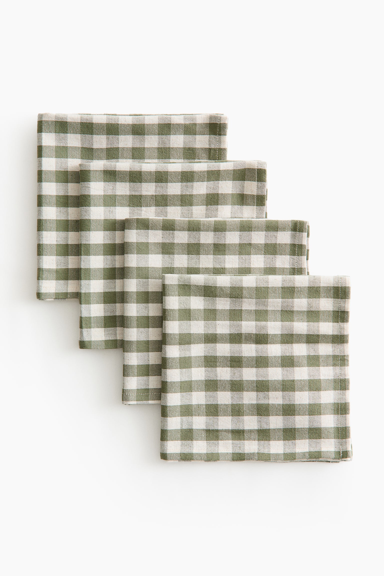 4-pack cotton napkins - Green/Gingham check/Dark grey/Striped/Green/Cream striped/Dark brown/Striped/Light pink/Striped/Beige/Gingham check/Dark brown/Gingham check/Terracotta/Gingham check/Terracotta/Striped/Light pink/Gingham check/Beige/Striped - 5