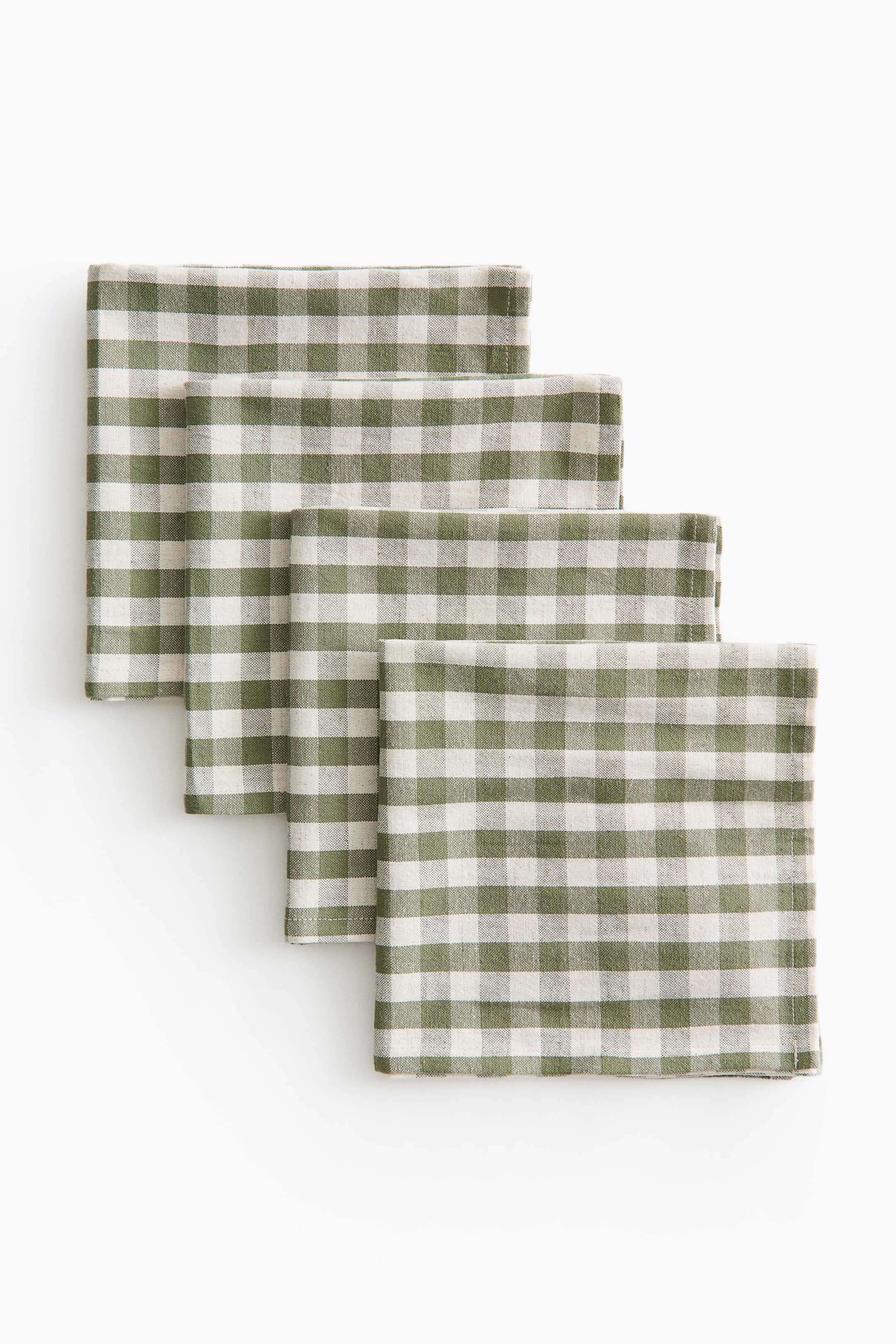 Ver imagen más grande: Pack de 4 servilletas de algodón - Verde/Cuadros vichy - HOME | H&M ES 3