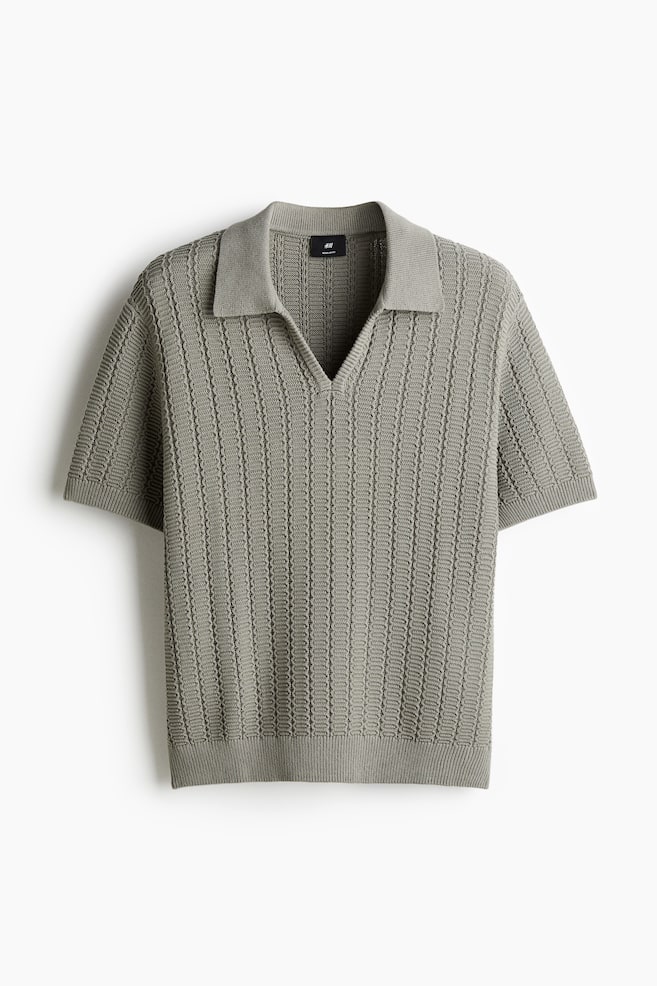 Poloshirt aus Strukturstrick in Regular Fit - Khakigrün/Weiss - 1