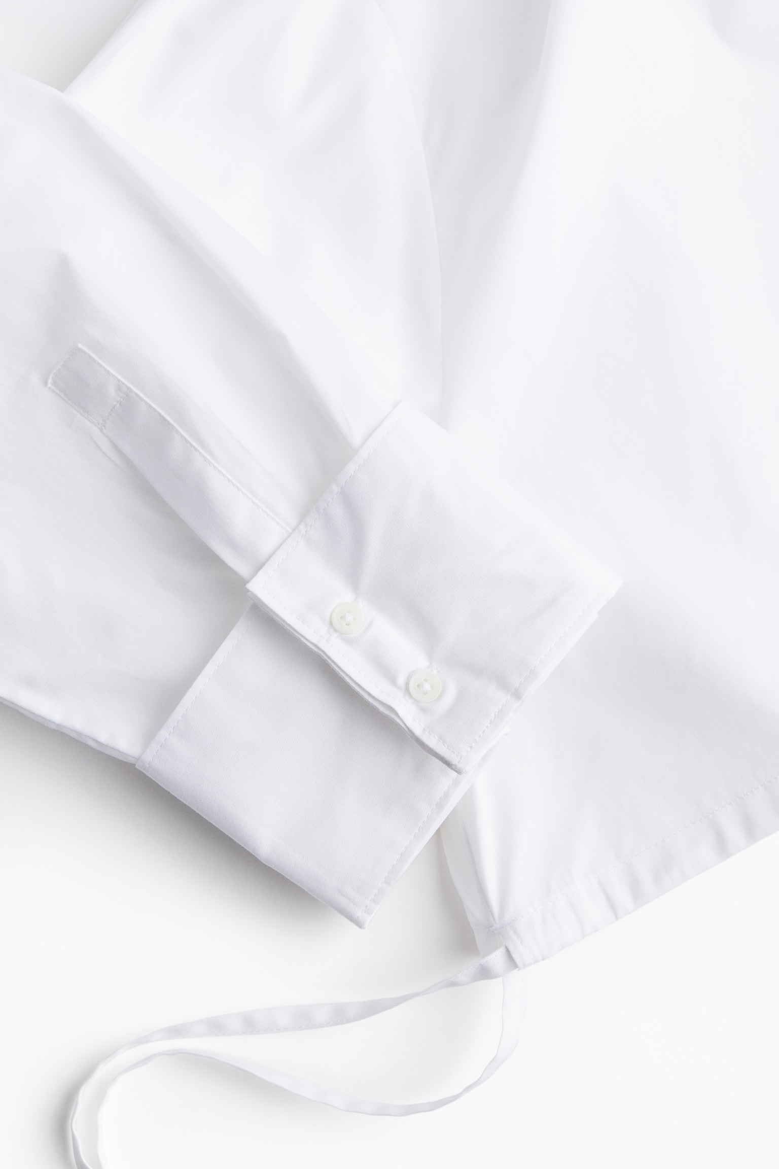 Cropped drawstring-detail shirt - White/Black - 4