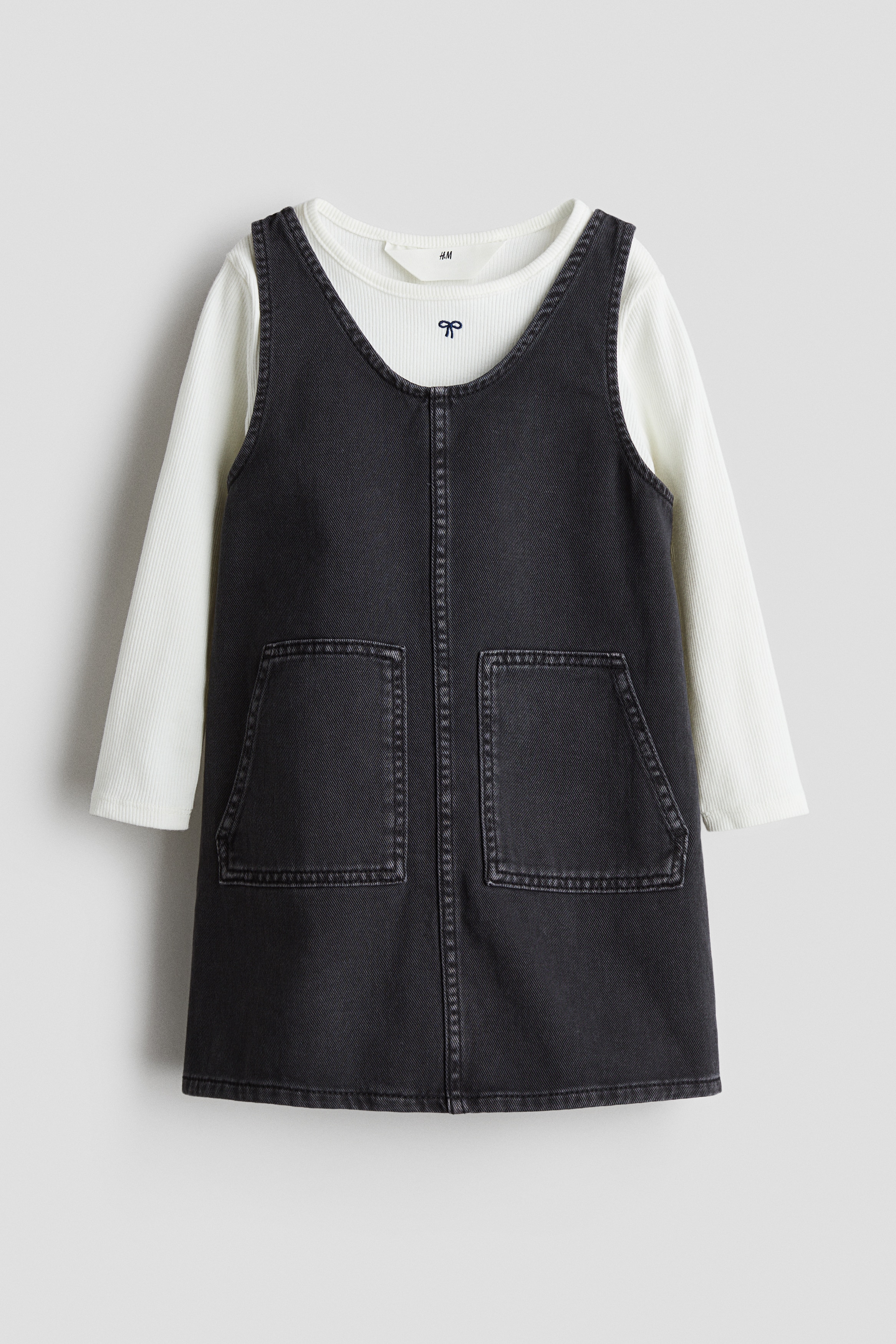 2-delt sett med kjole og topp - Sort/Hvit/Rosa/Hjerter