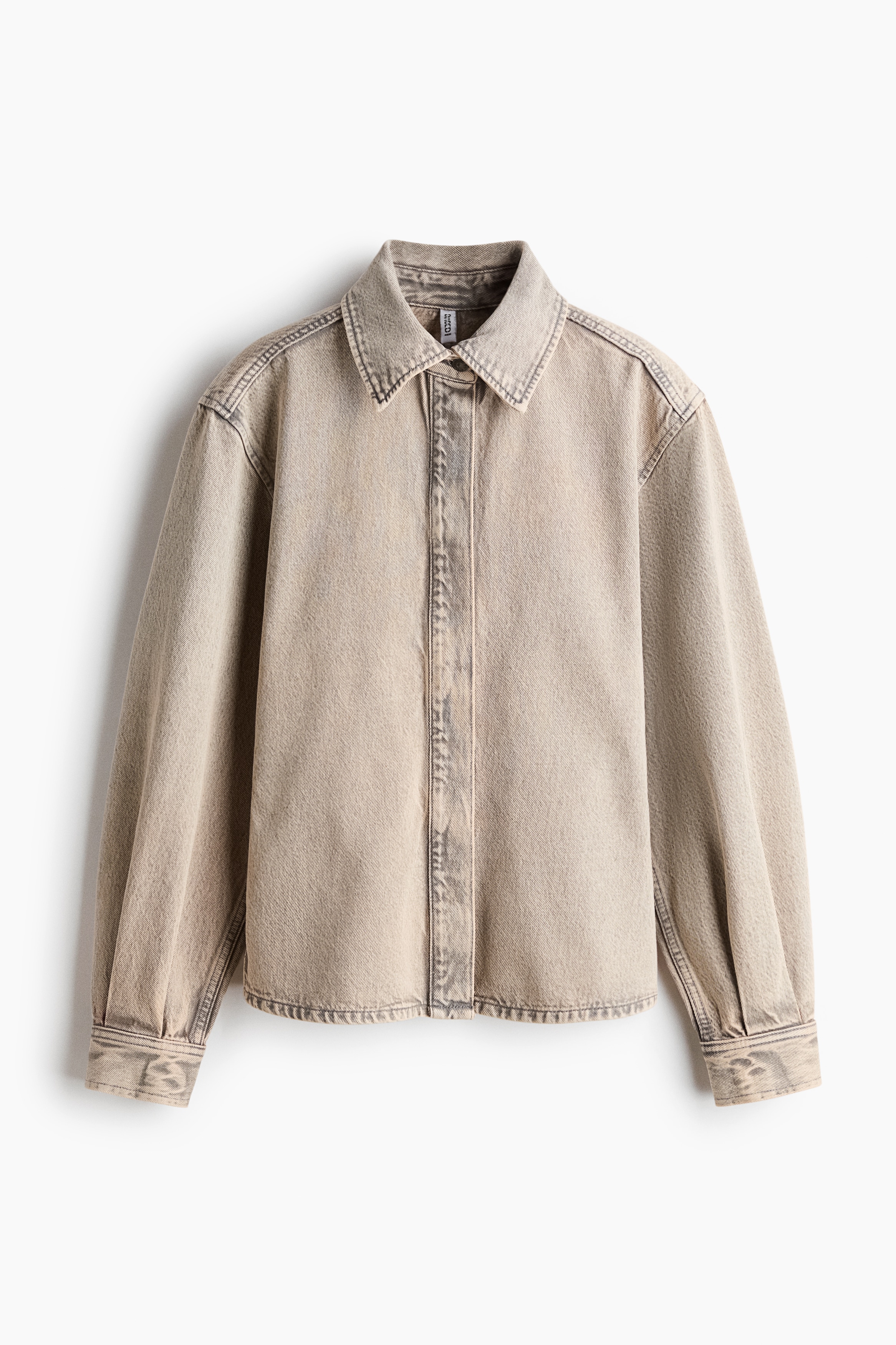 Balloon-sleeved denim shirt - Bej-prăfuit deschis