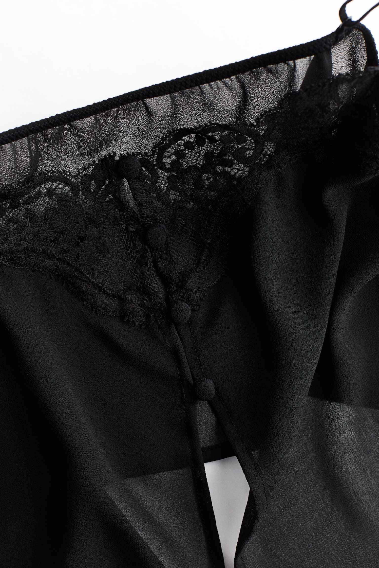 Top à bretelles fines avec dentelle - Noir - 5
