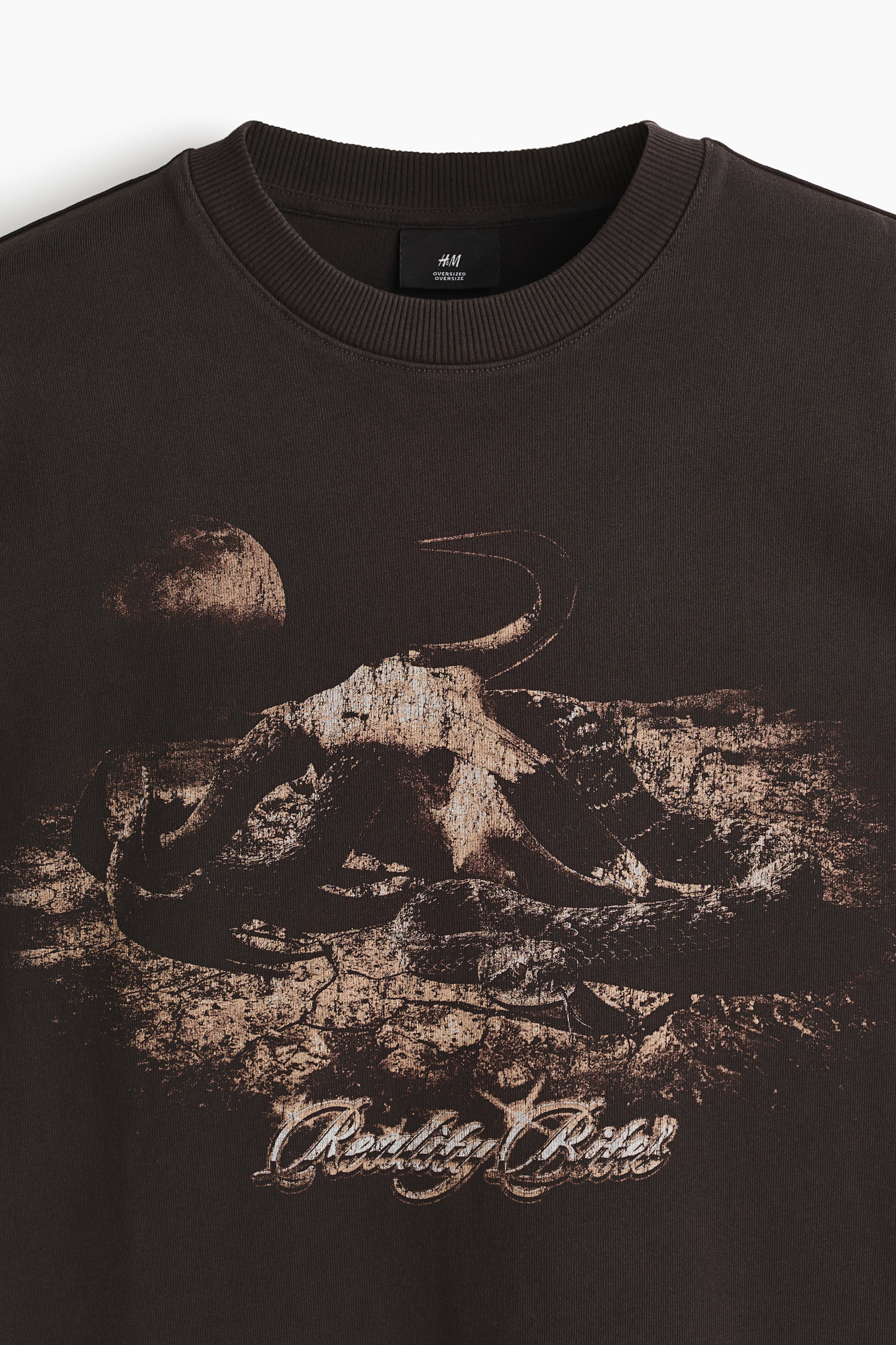 View larger image: Oversized Fit Boxy-style t-shirt - Dark brown/Reality Bites - Men | H&M US 2