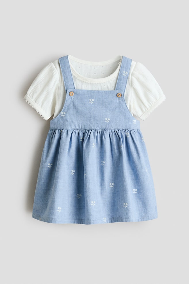 Conjunto de body y vestido - Azul claro/Floral - 1