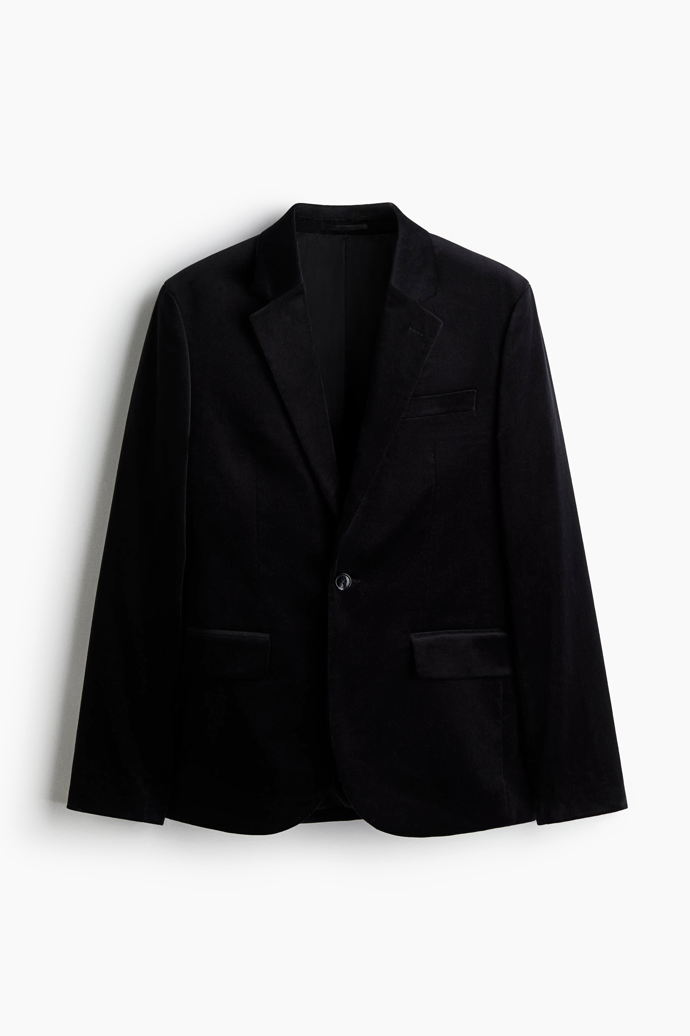 Giacca monopetto in velluto Regular Fit - Nero/Rosso ruggine scuro