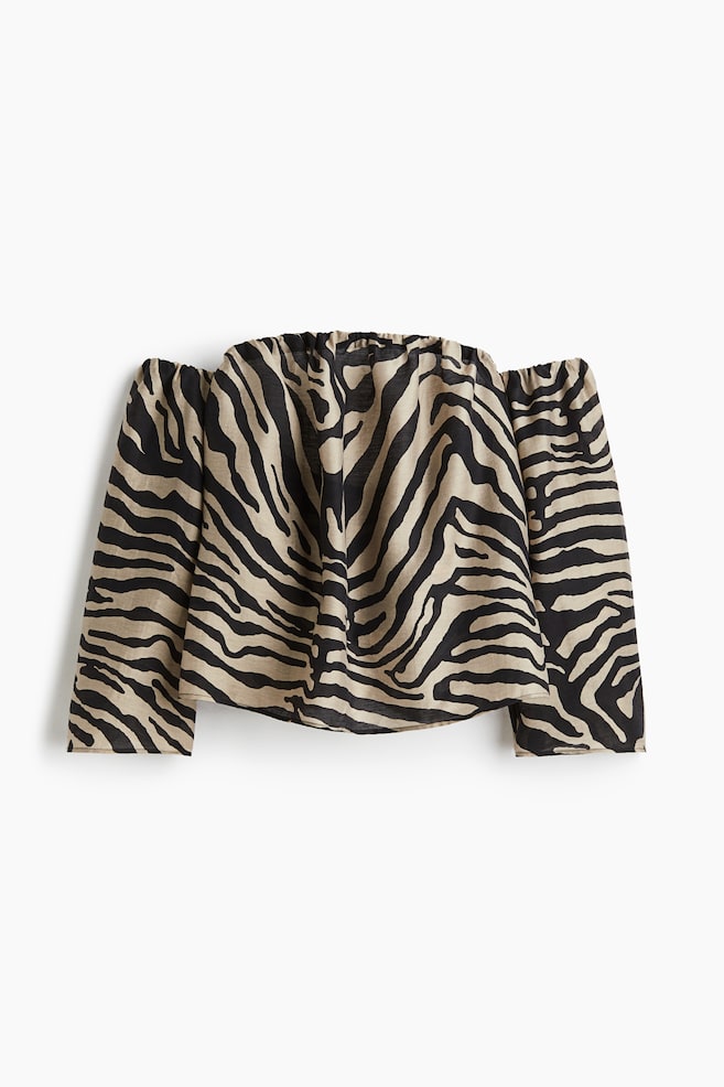 Off-the-shoulder top - Beige/Zebra print - 1