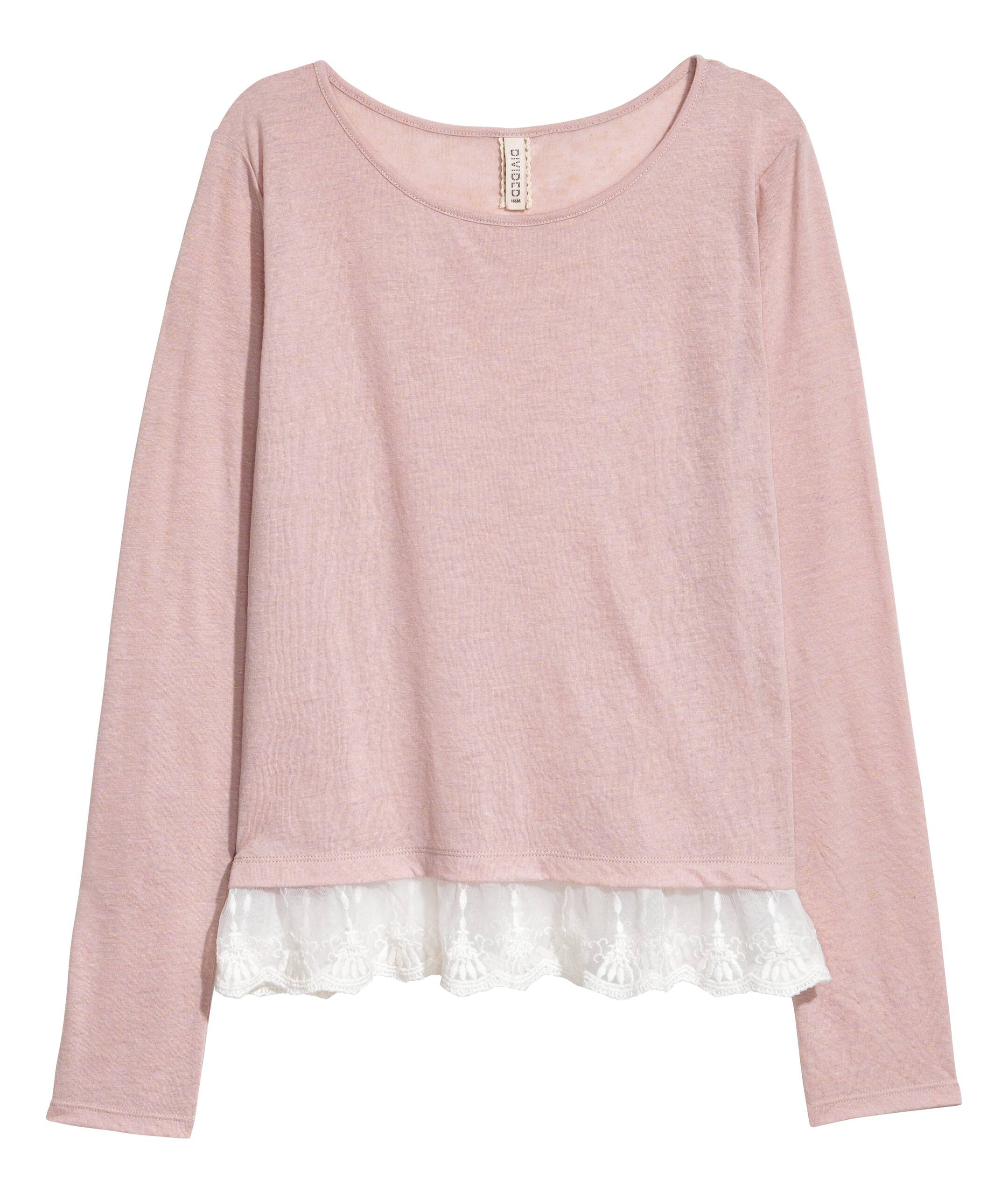 View larger image: Lace-hem top - Light powder pink - Ladies | H&M 1