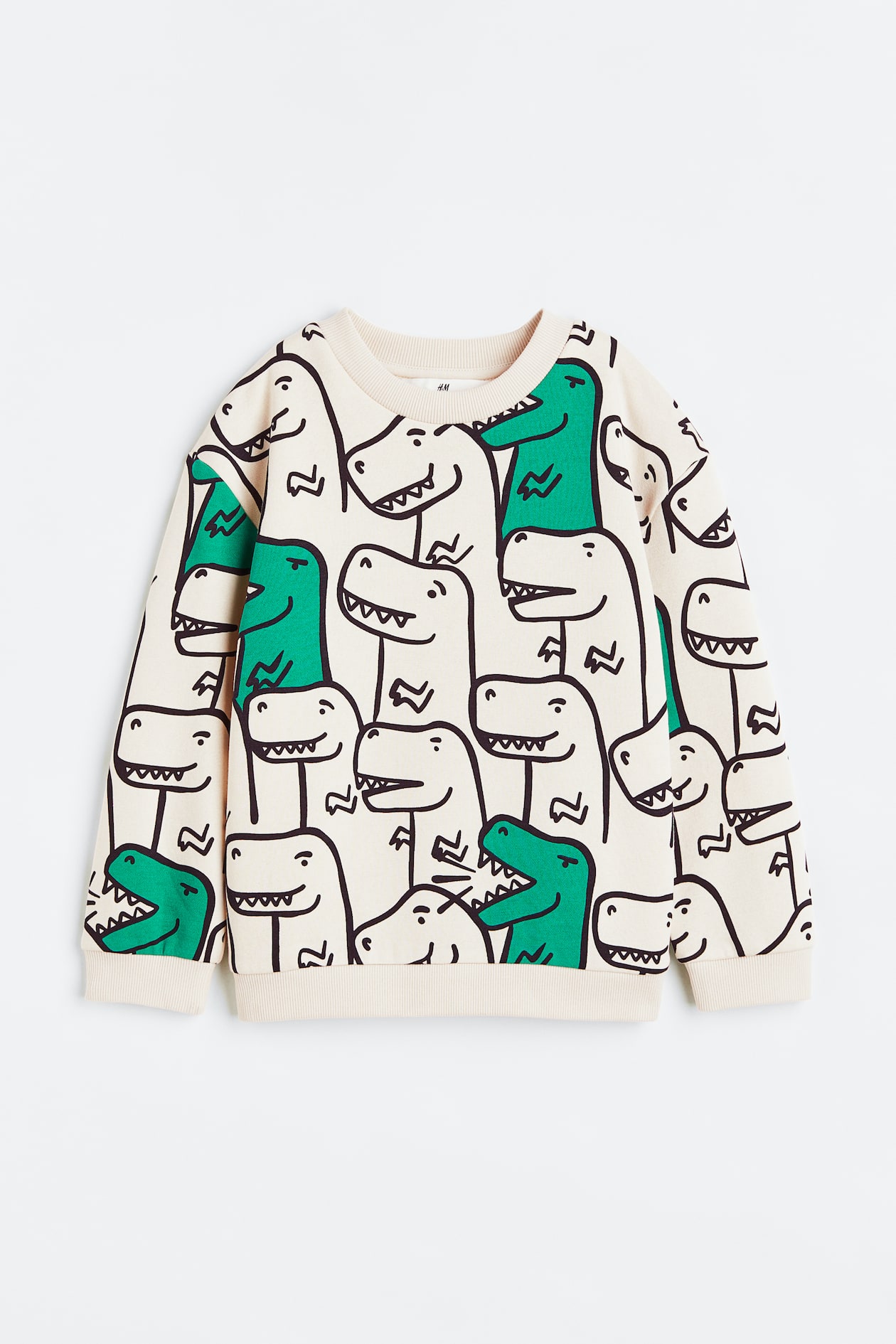 Sweatshirt - Light beige/dinosaurs - Kids | H&M US