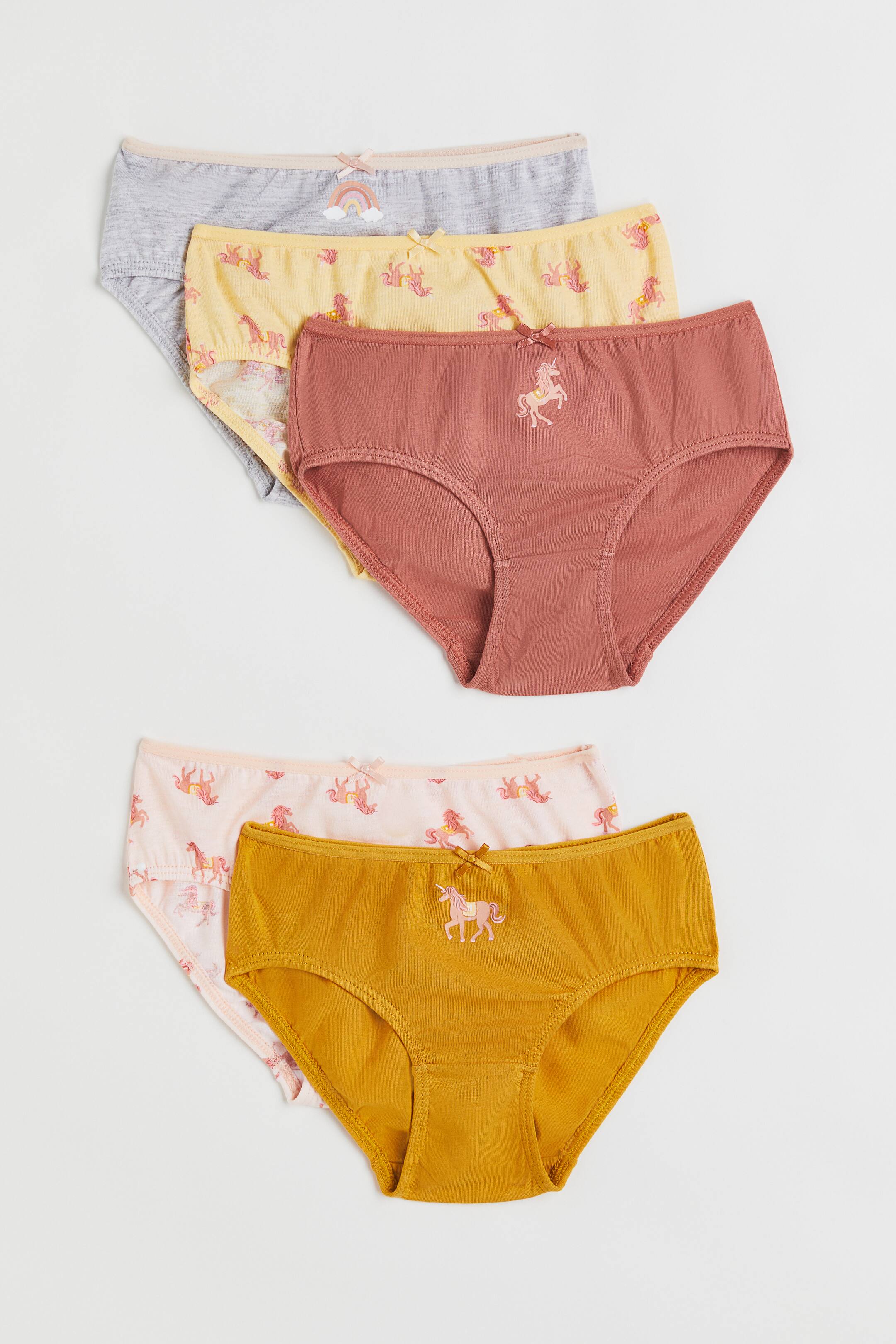 Xem ảnh lớn hơn: Bộ 5 quần lót cotton - Màu vàng mù tạt/Ngựa một sừng - Kids | H&M VN 1