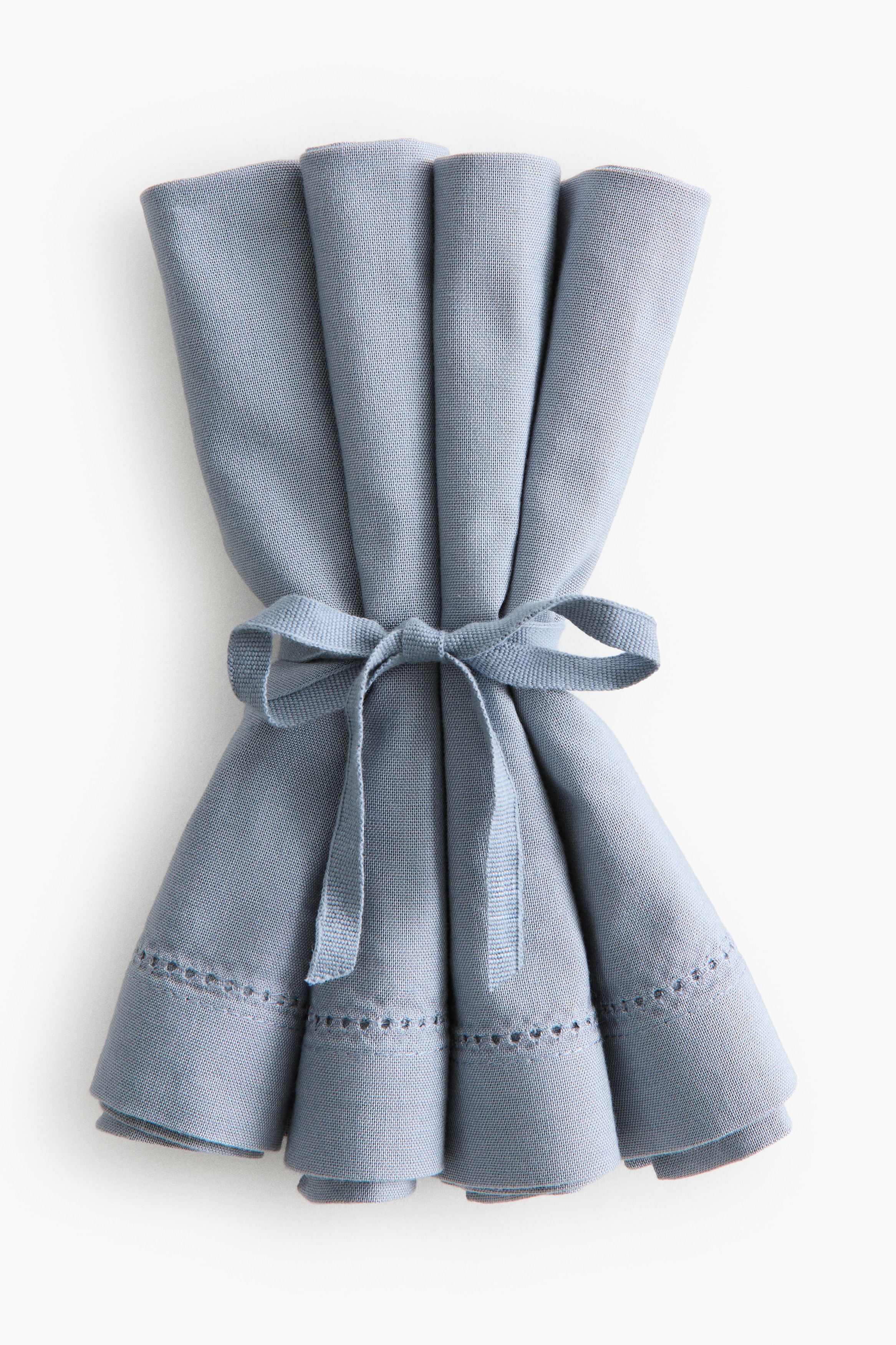 Pack de 4 servilletas de algodón - Azul empolvado/Beige claro/Blanco