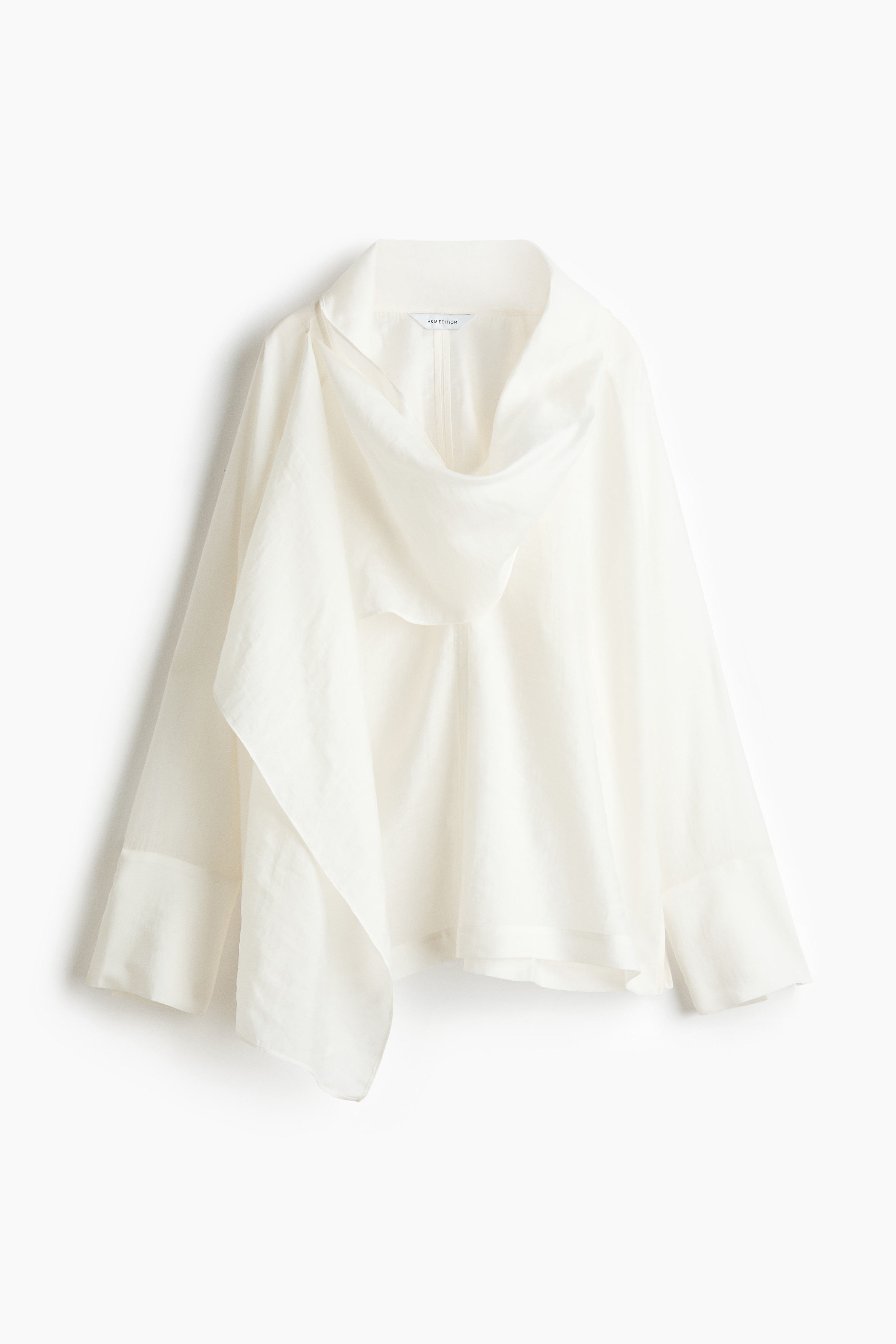 Blus med scarfkrage - Vit