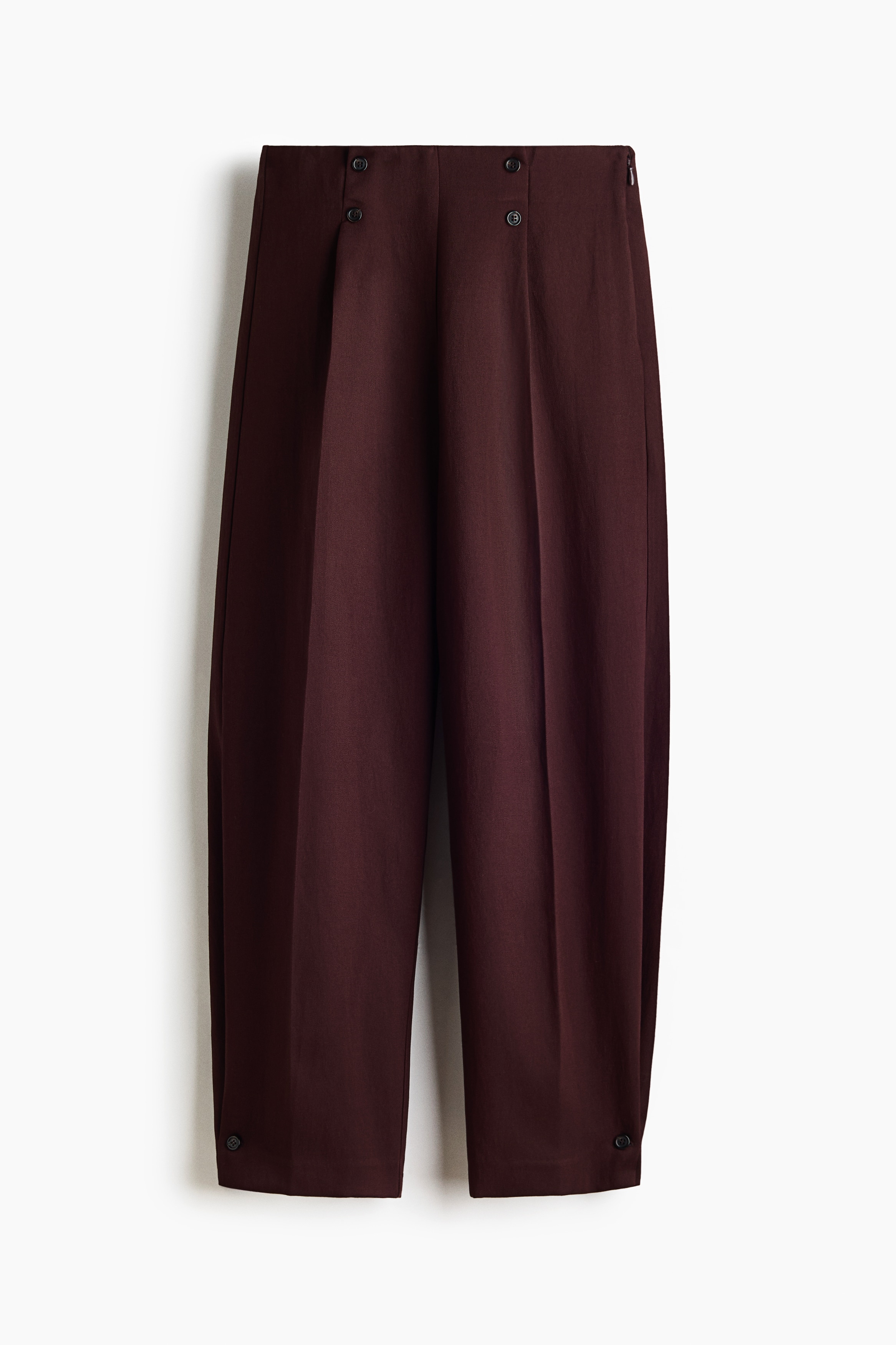 Pantalón barrel con botones decorativos - Marrón oscuro