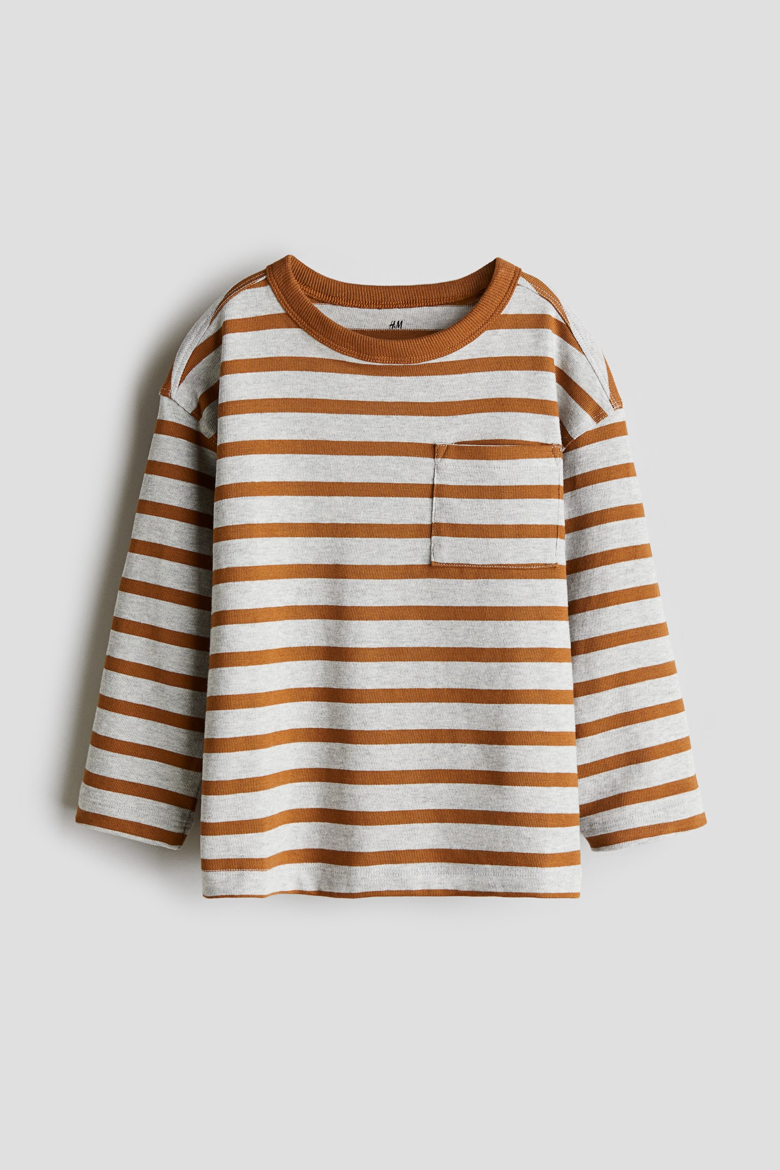 Long-sleeved T-shirt - Light grey/Brown striped/Blue/Striped/White/Black striped/Bright blue/Striped - 1