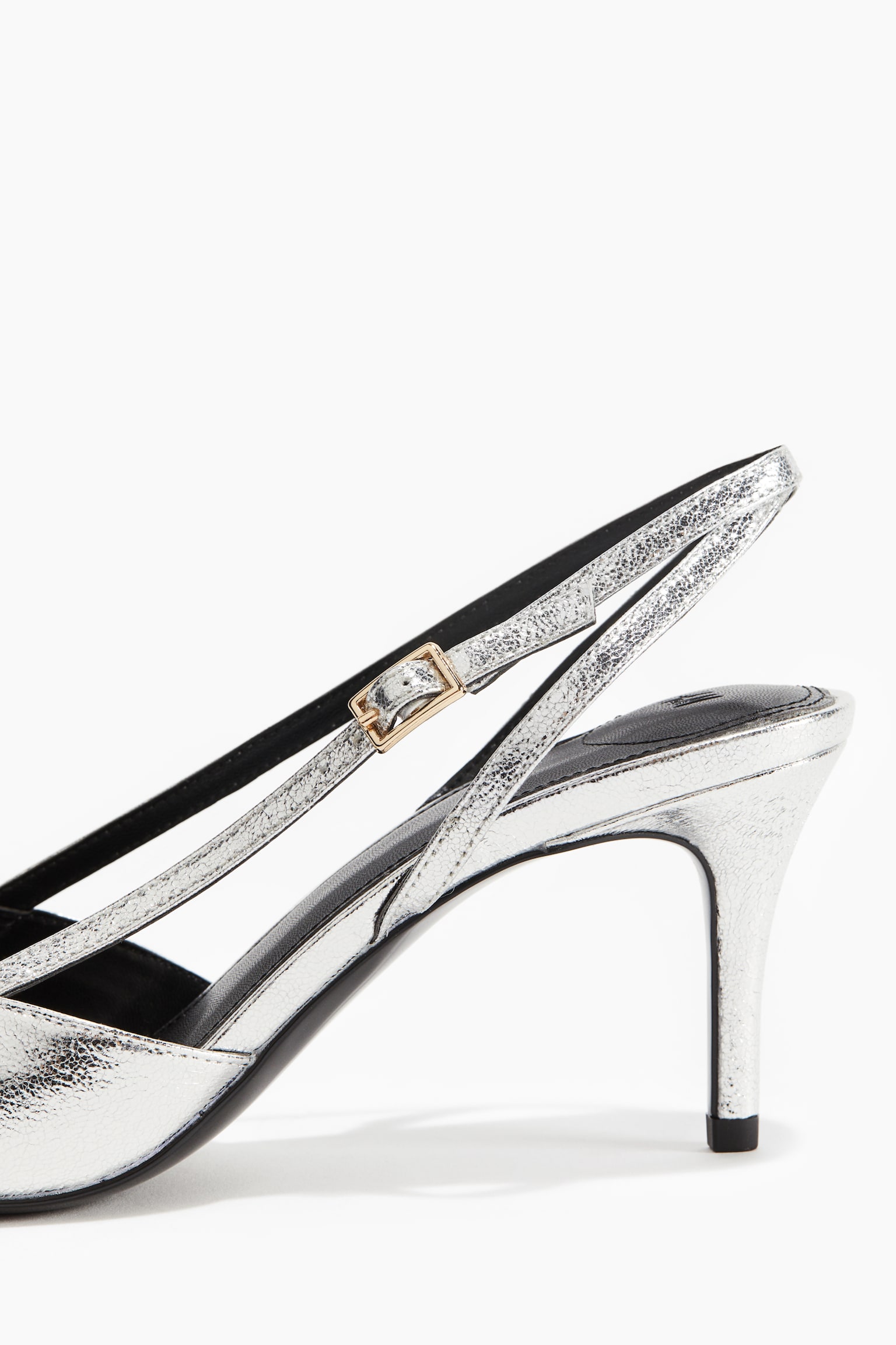 Pointed slingback court shoes - Silver-coloured/Black - 3