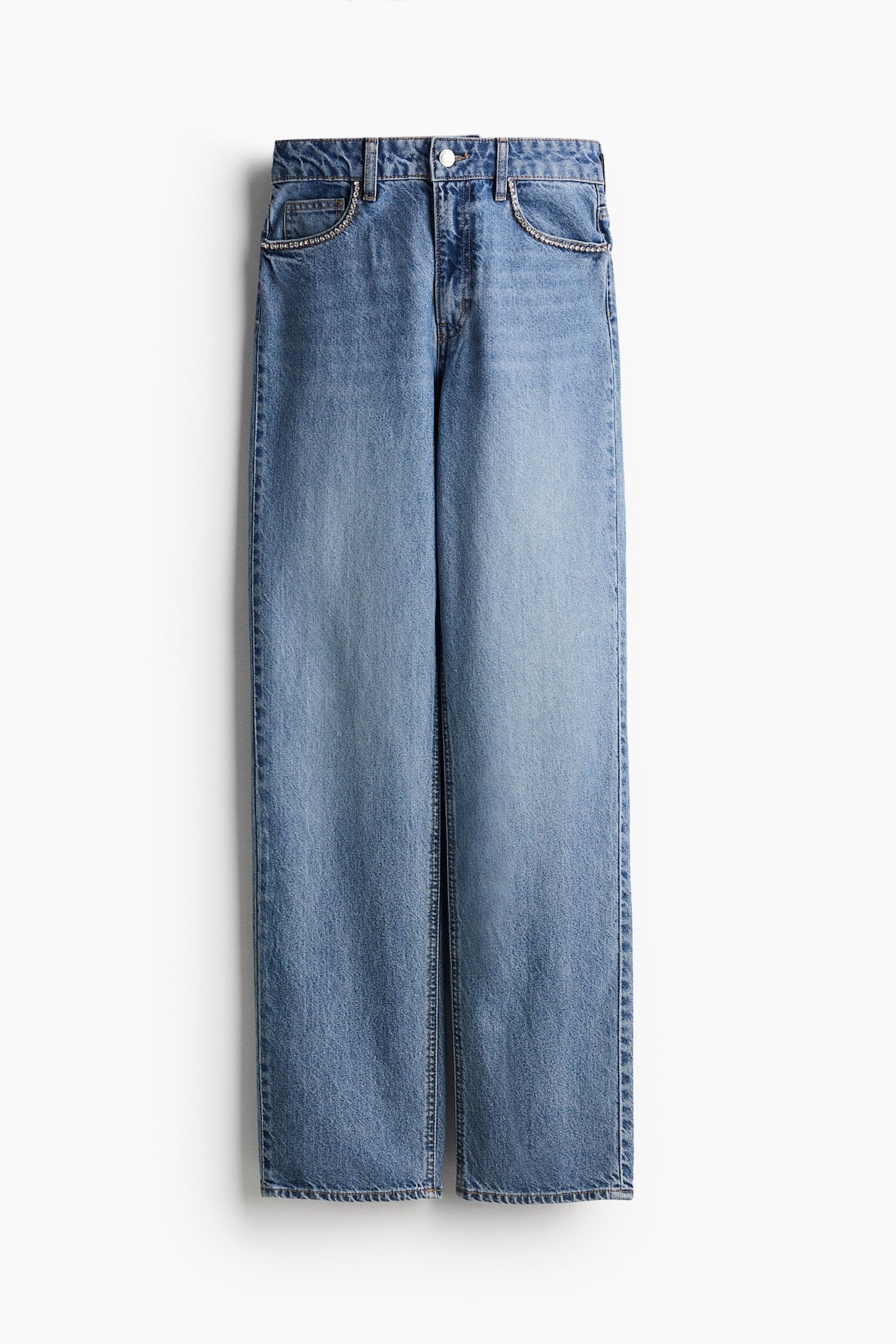 Rhinestone-embellished jeans Light denim blue Ladies H&M IN