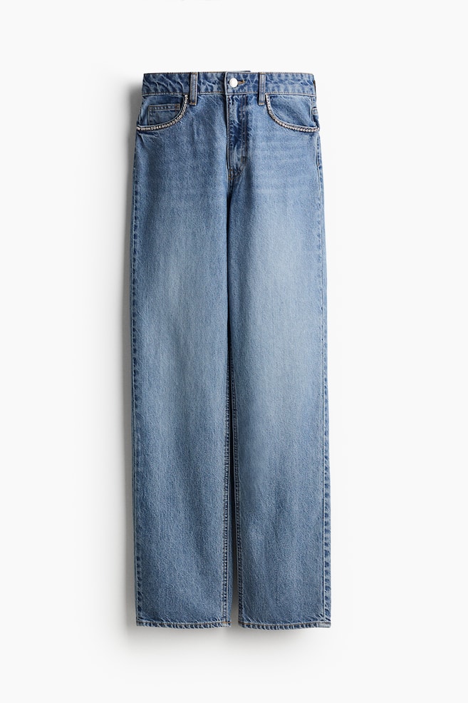 Rhinestone-Embellished Jeans - Light denim blue - 1