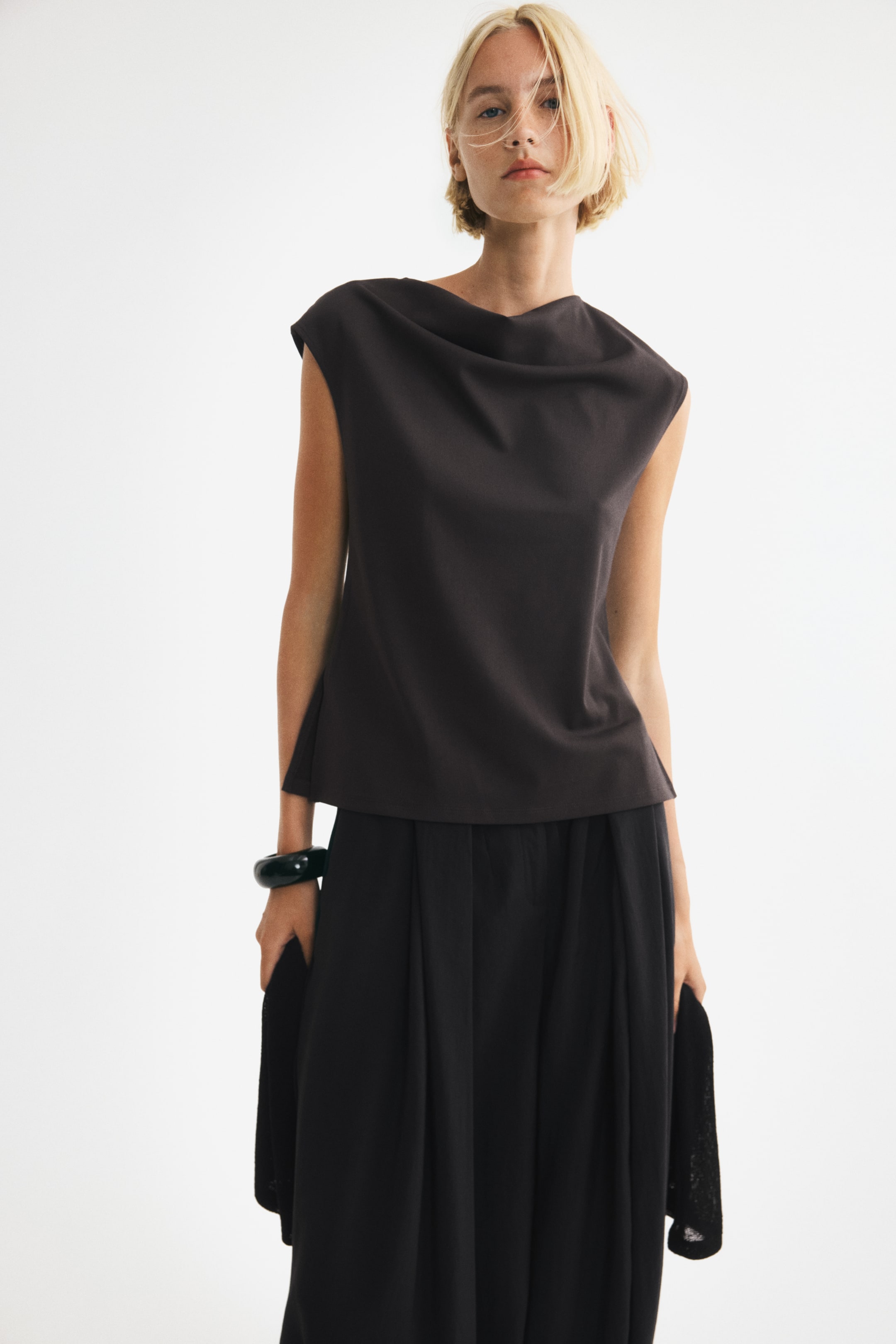 Cowl-Neck Jersey Top